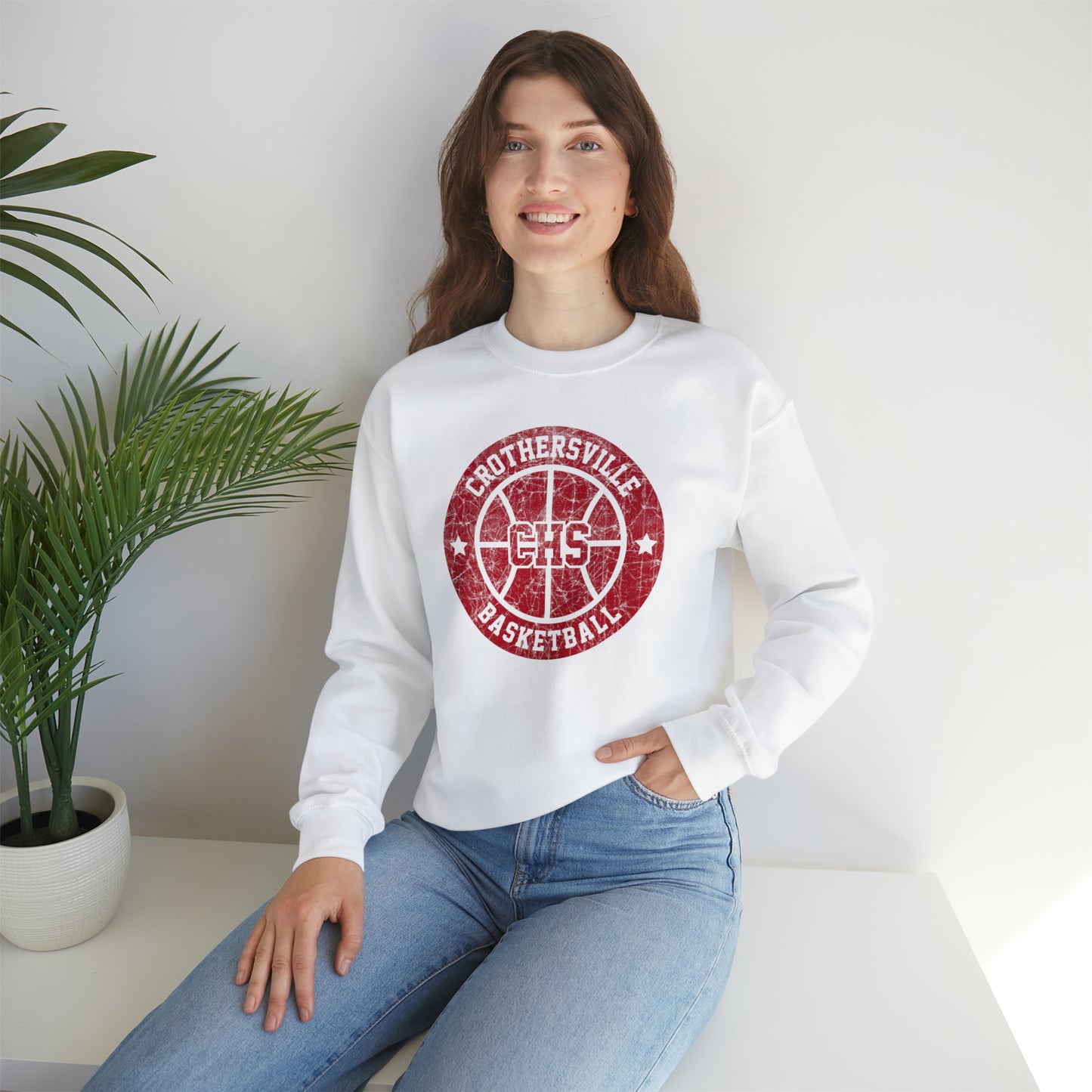 Vintage Crothersville Basketball Unisex Heavy Blend™ Crewneck Sweatshirt