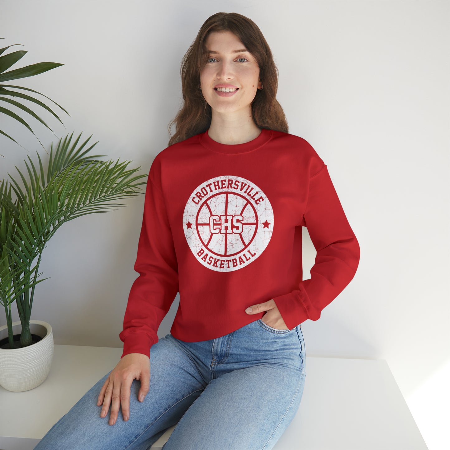 Vintage Crothersville Basketball Unisex Heavy Blend™ Crewneck Sweatshirt