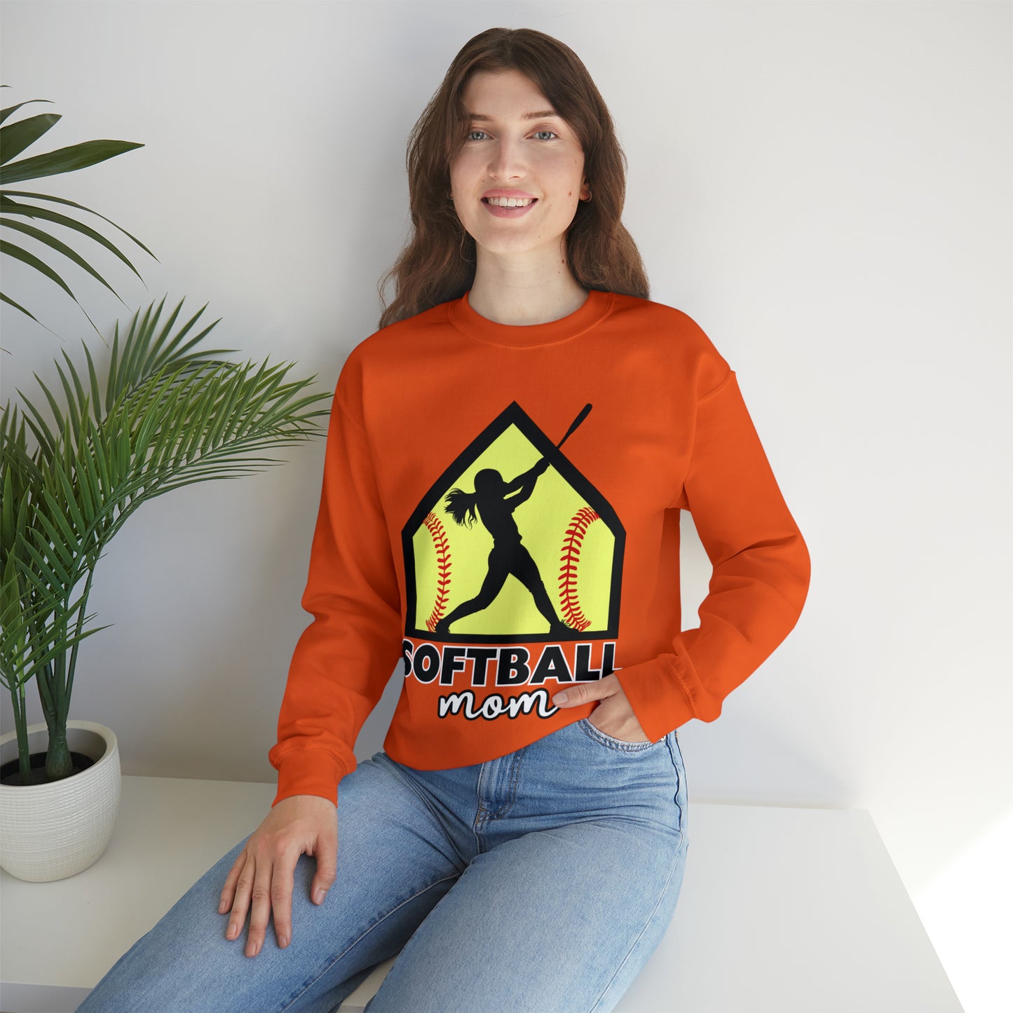 Softball Mom with base Crewneck Sweatshirt