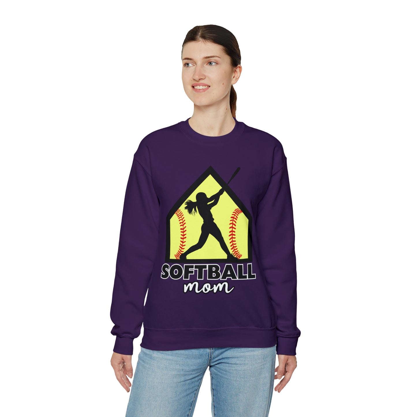 Softball Mom with base Crewneck Sweatshirt