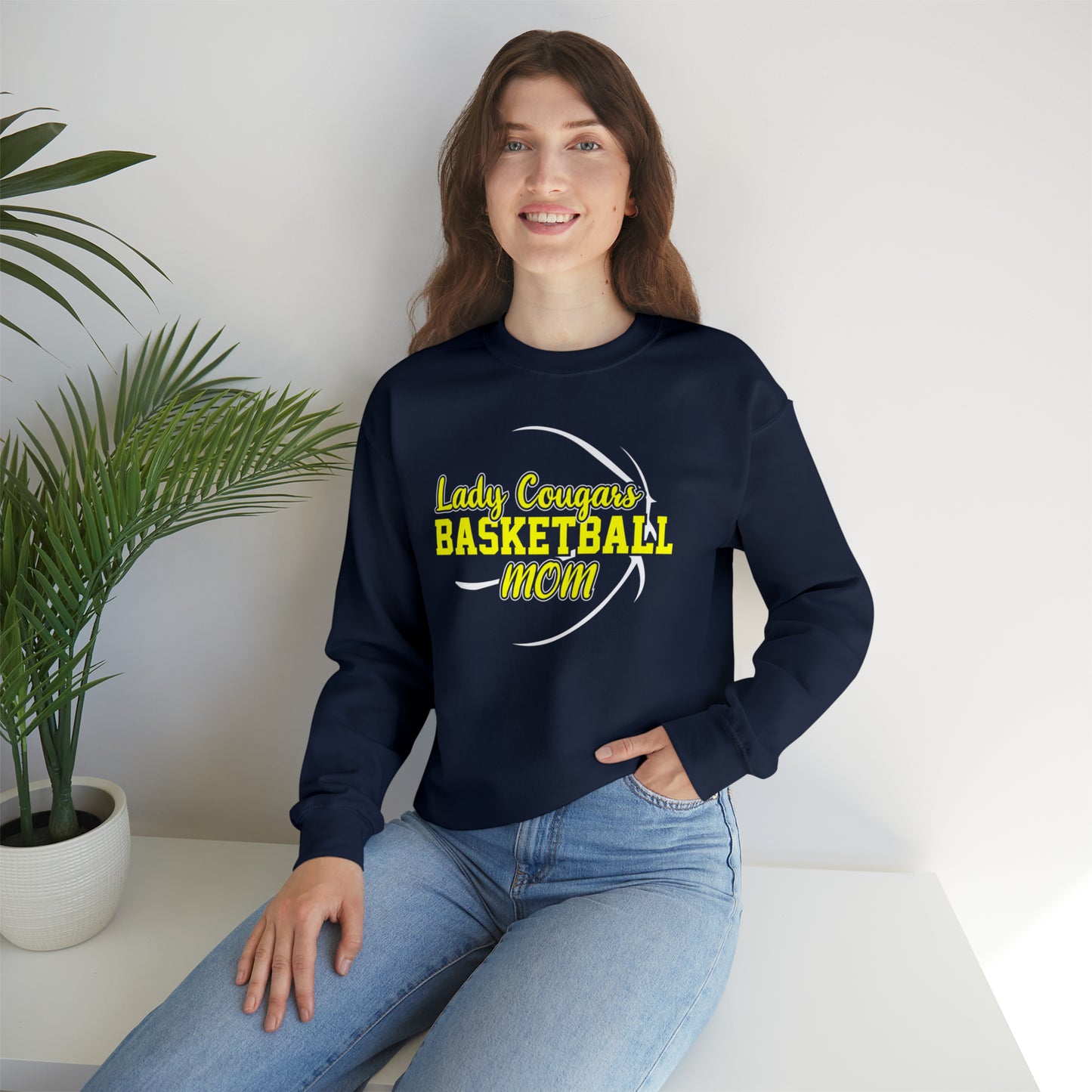 Lady Cougars Basketball Mom Unisex Heavy Blend™ Crewneck Sweatshirt