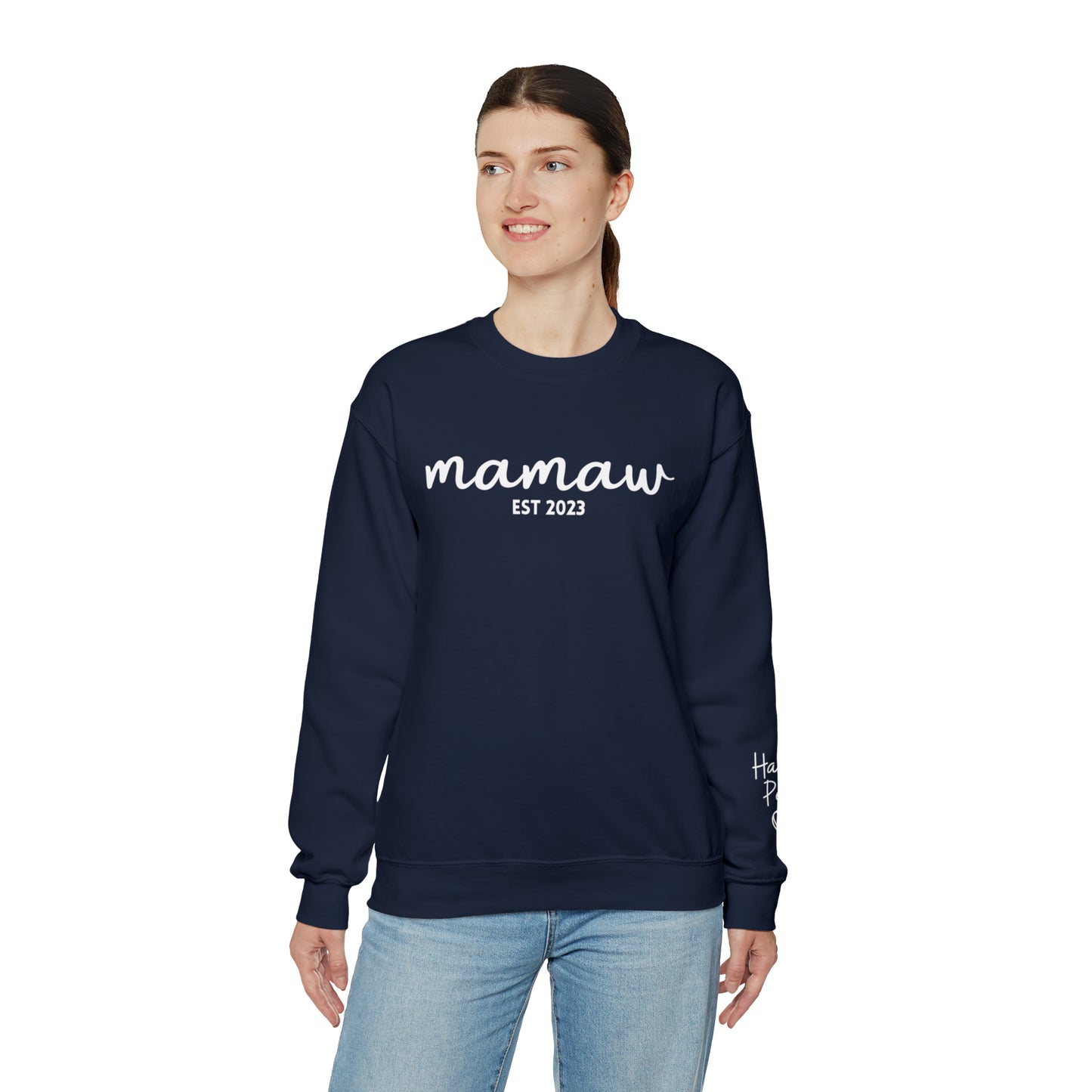 PERSONALIZED - Front and Sleeve Mamaw/Mimi/Mama Crewneck Sweatshirt