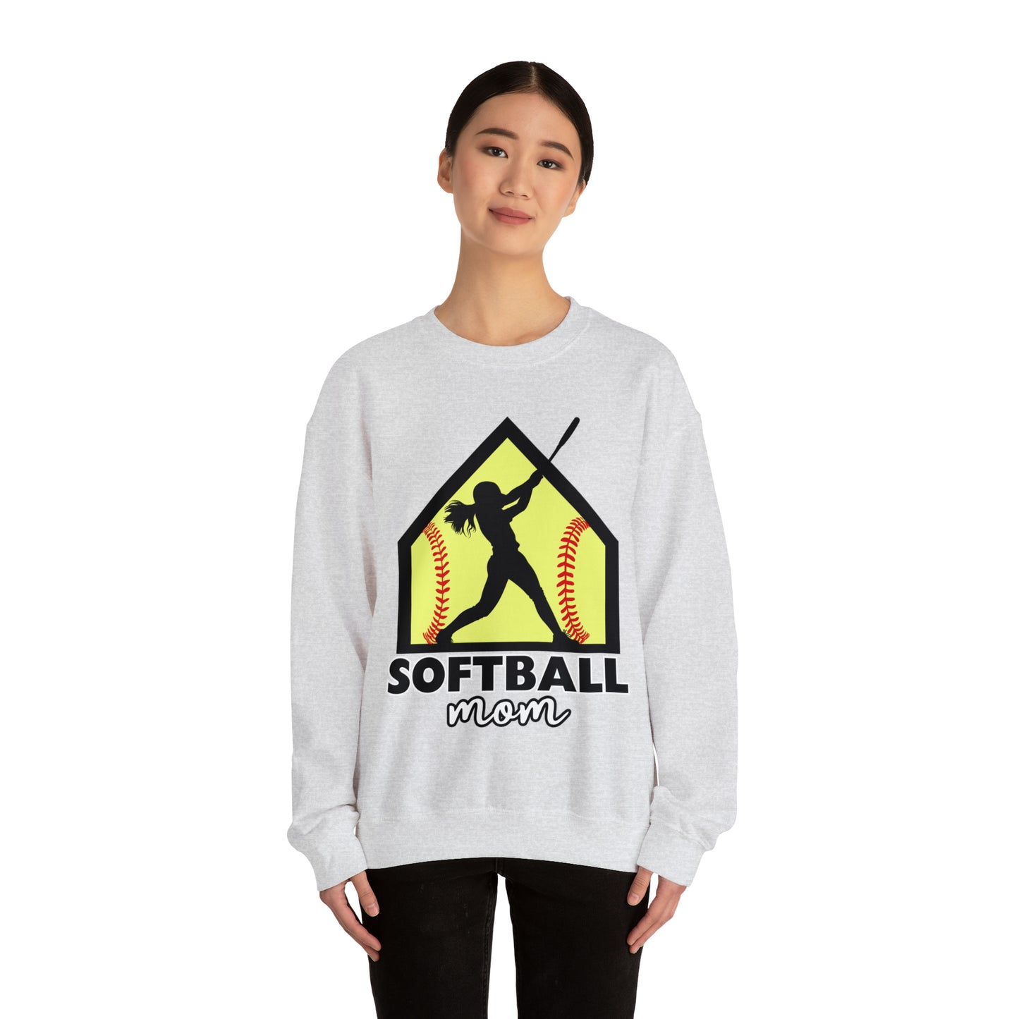 Softball Mom with base Crewneck Sweatshirt