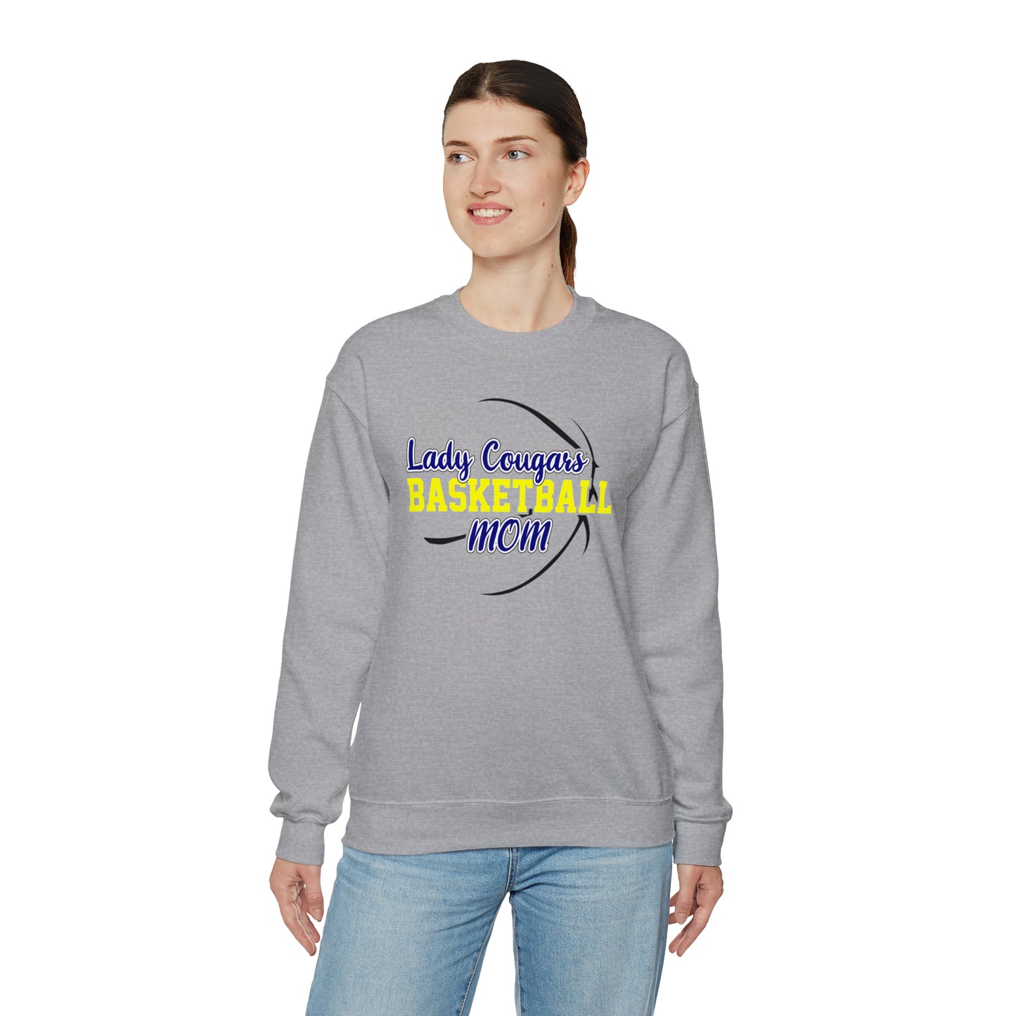 Lady Cougars Basketball Mom Unisex Heavy Blend™ Crewneck Sweatshirt