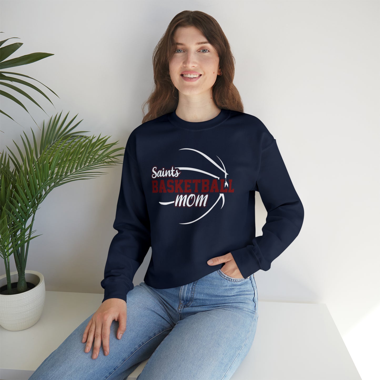 Saints Basketball Mom Unisex Heavy Blend™ Crewneck Sweatshirt