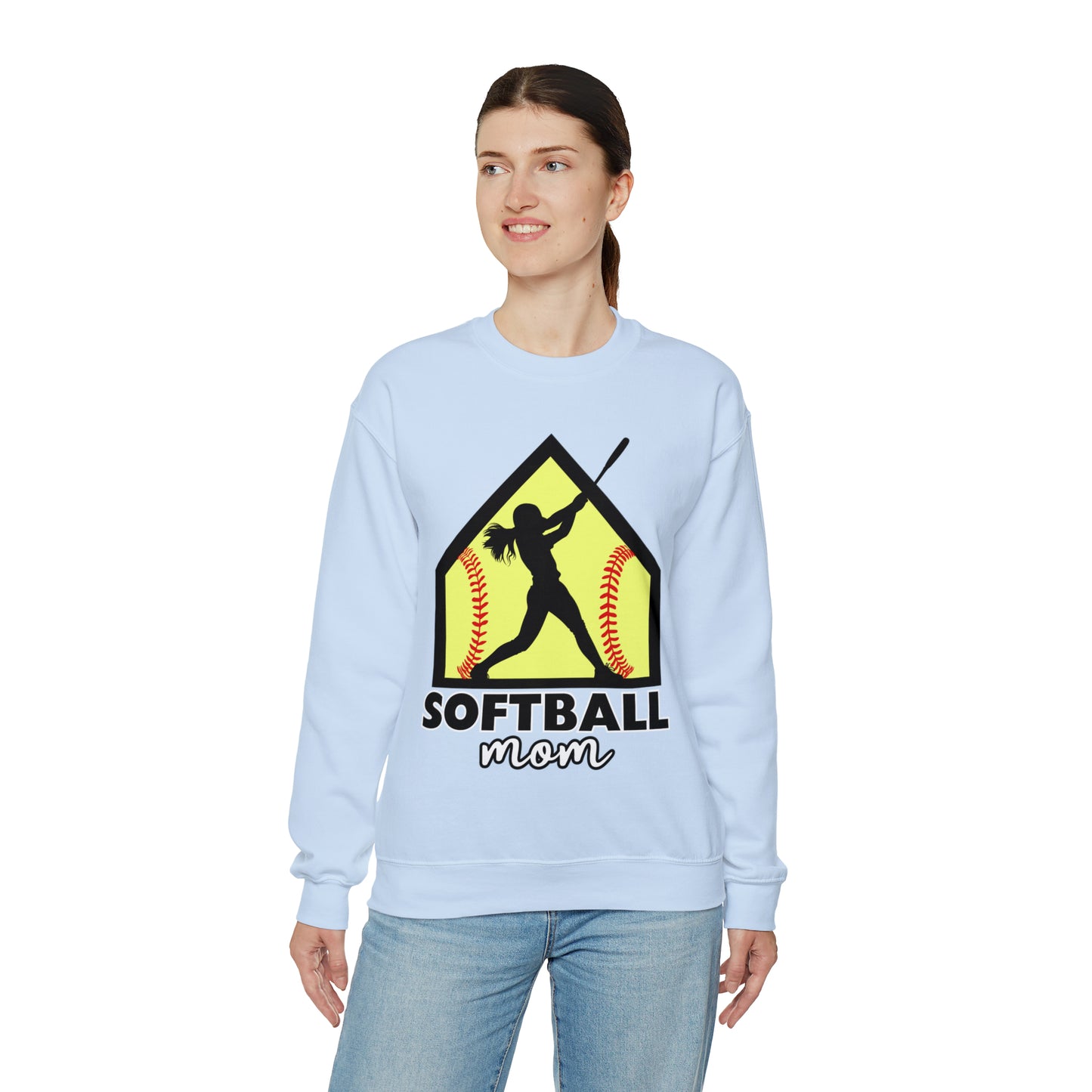 Softball Mom with base Crewneck Sweatshirt
