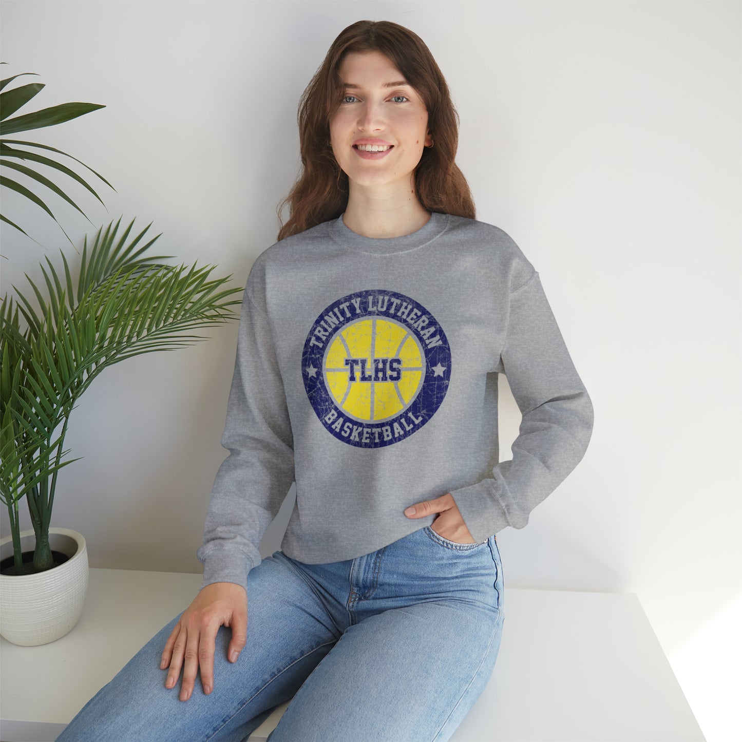 Vintage Trinity Lutheran Basketball Unisex Heavy Blend™ Crewneck Sweatshirt