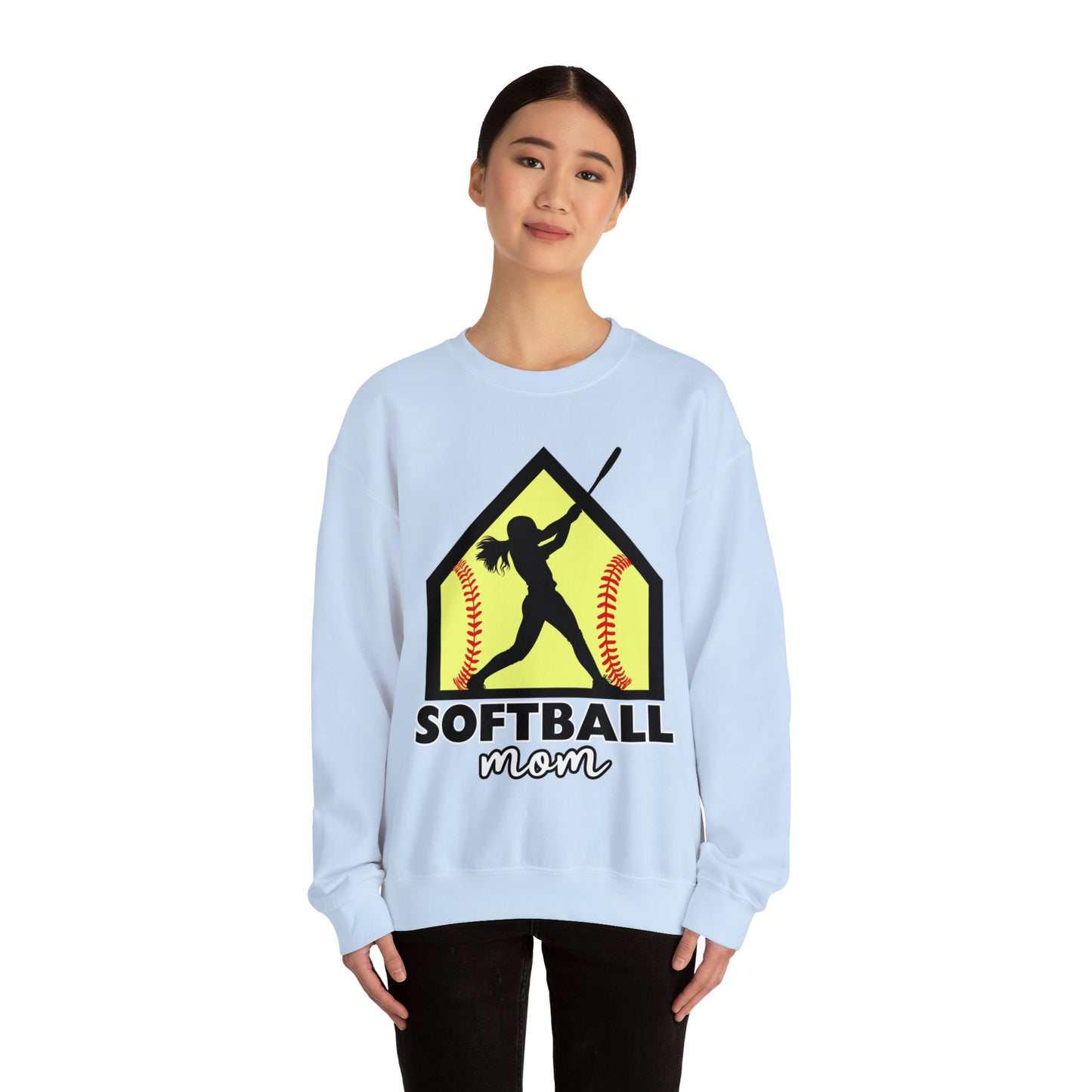 Softball Mom with base Crewneck Sweatshirt