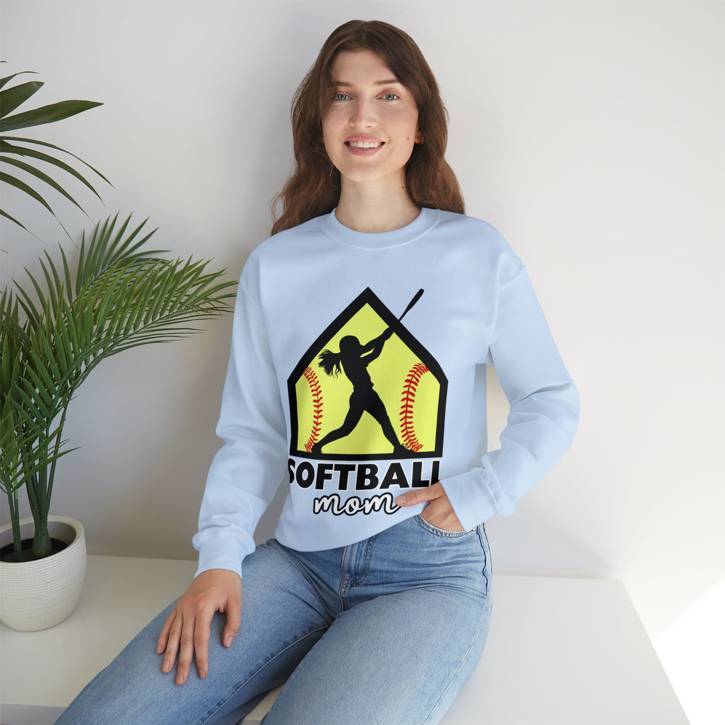 Softball Mom with base Crewneck Sweatshirt