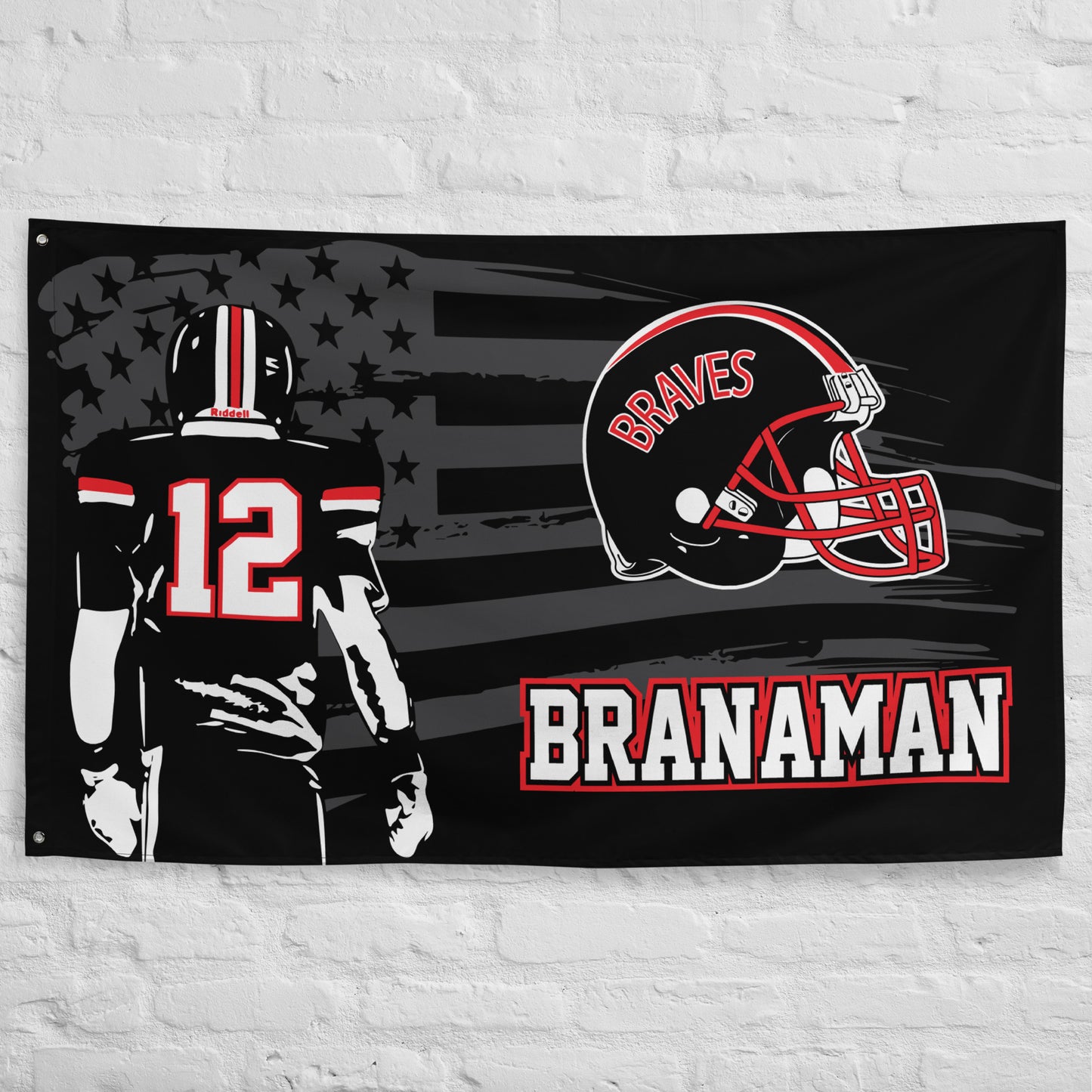 PERSONALIZED - Braves Football 5' x 3' Flag - Horizontal