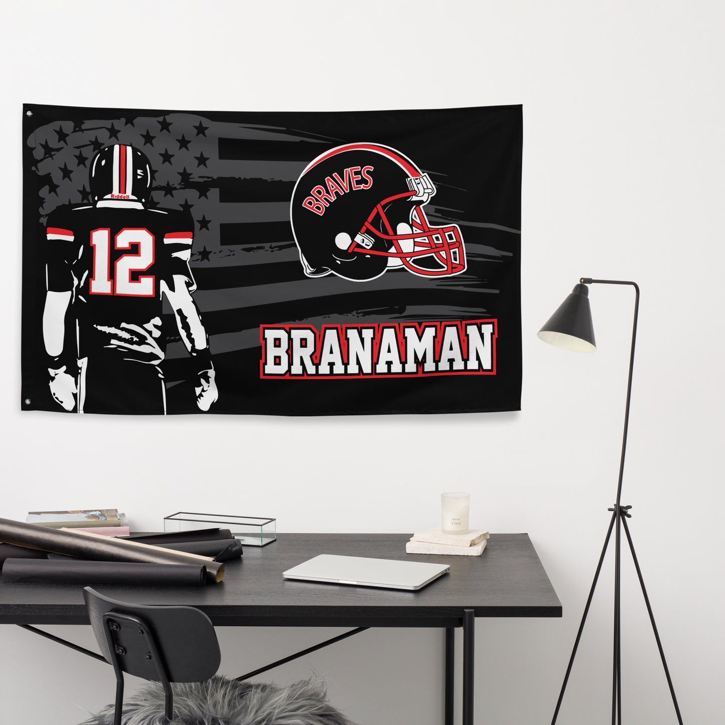 PERSONALIZED - Braves Football 5' x 3' Flag - Horizontal