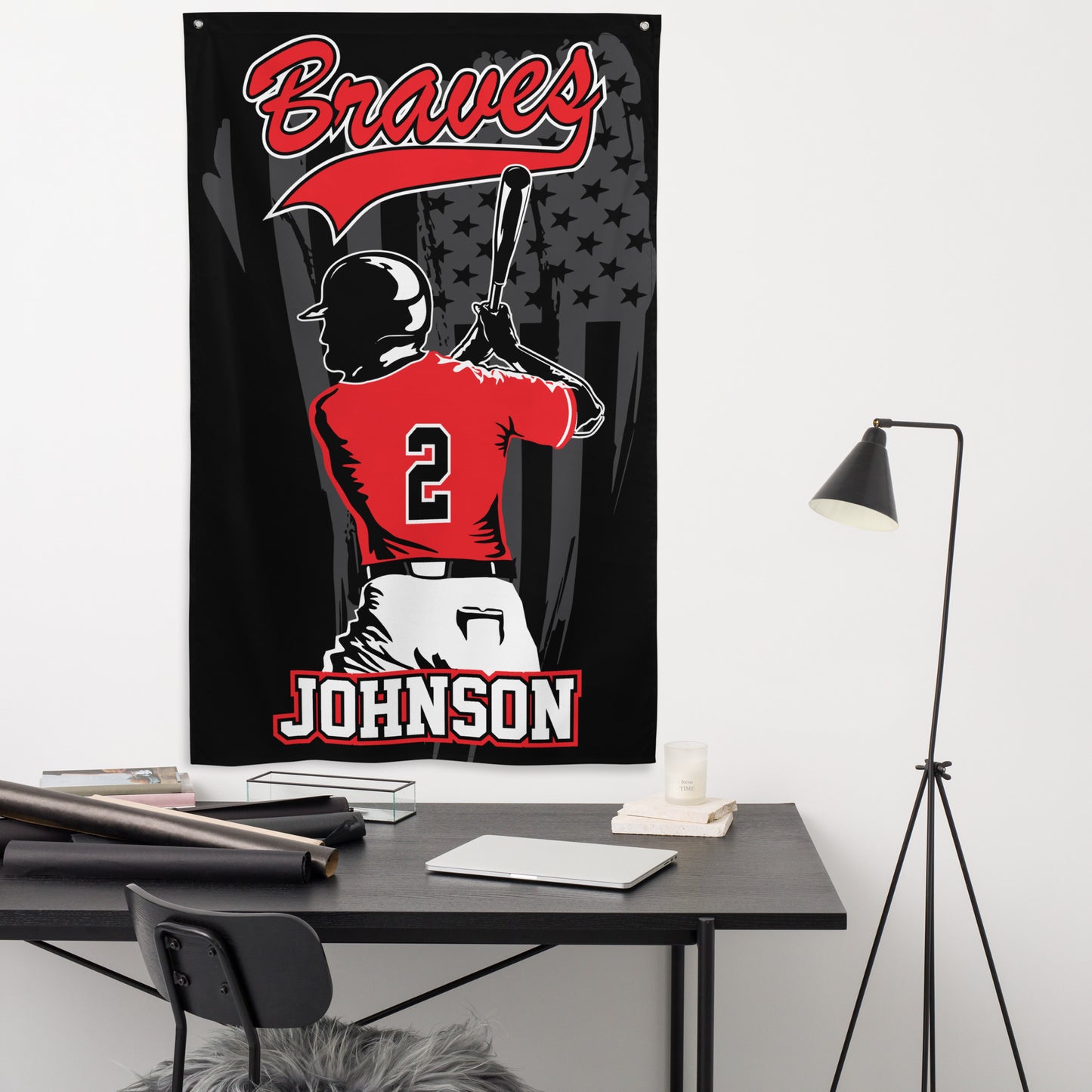 PERSONALIZED - Braves Baseball '3 x 5' Wall Flag