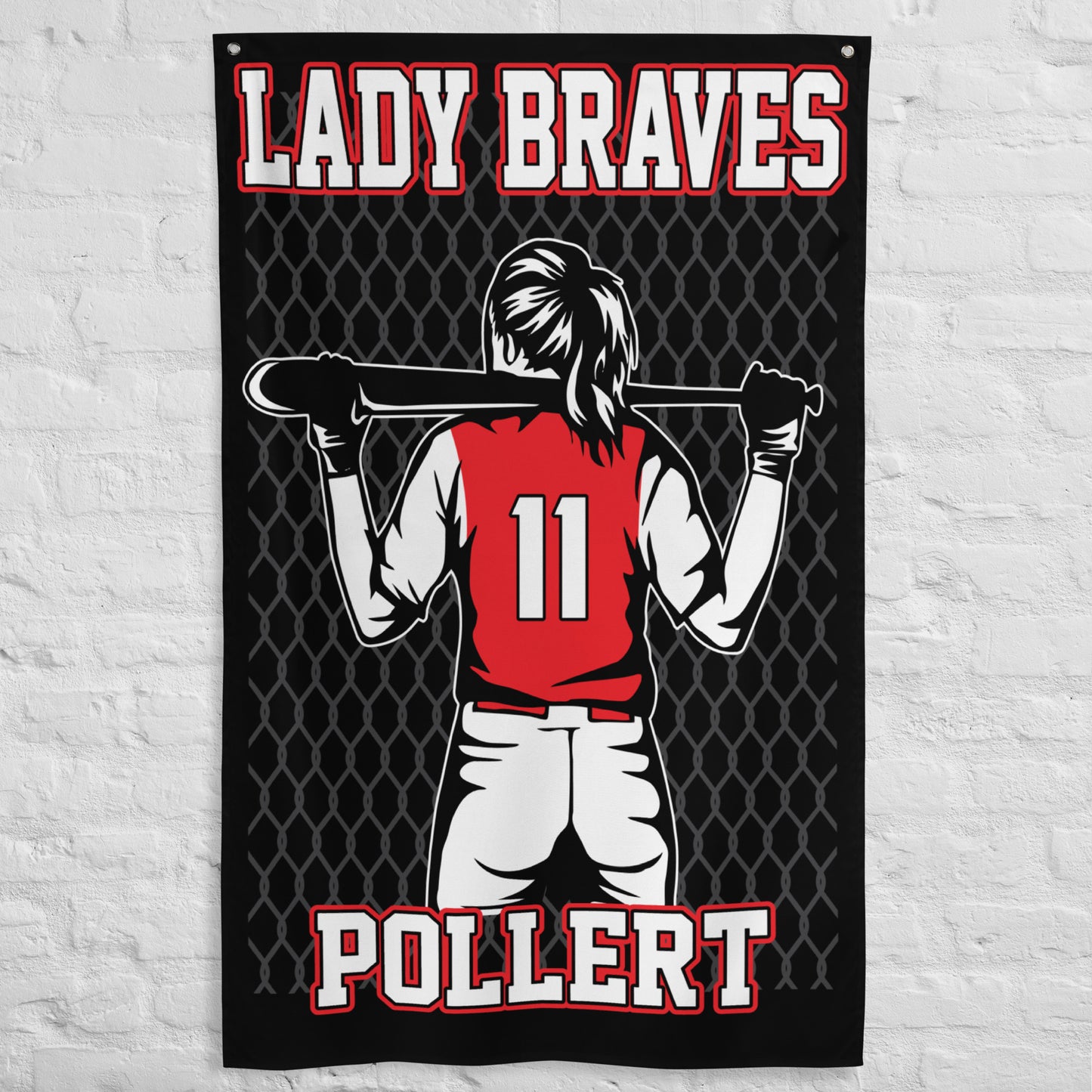 PERSONALIZED - Lady Braves Softball 3' x 5' Flag