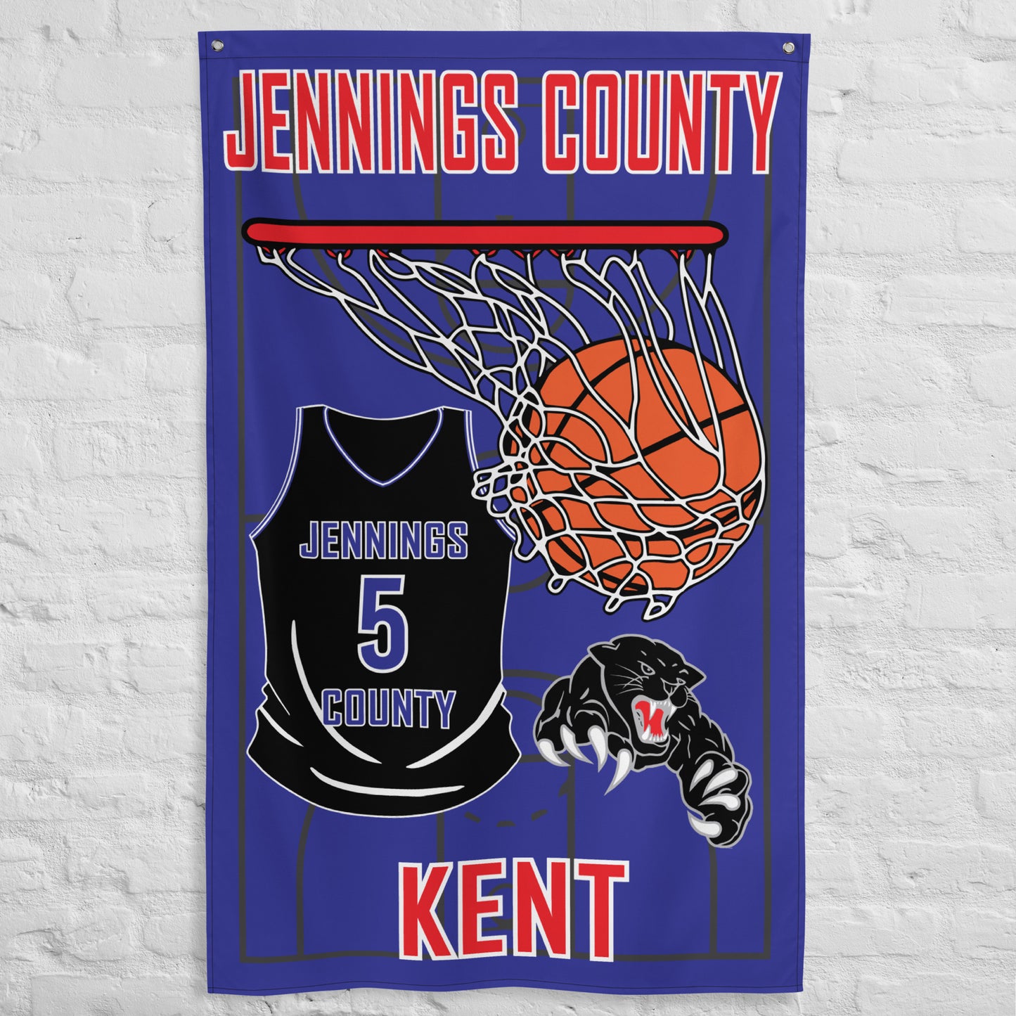 PERSONALIZED - Jennings Co Basketball 3' x 5' Wall Flag