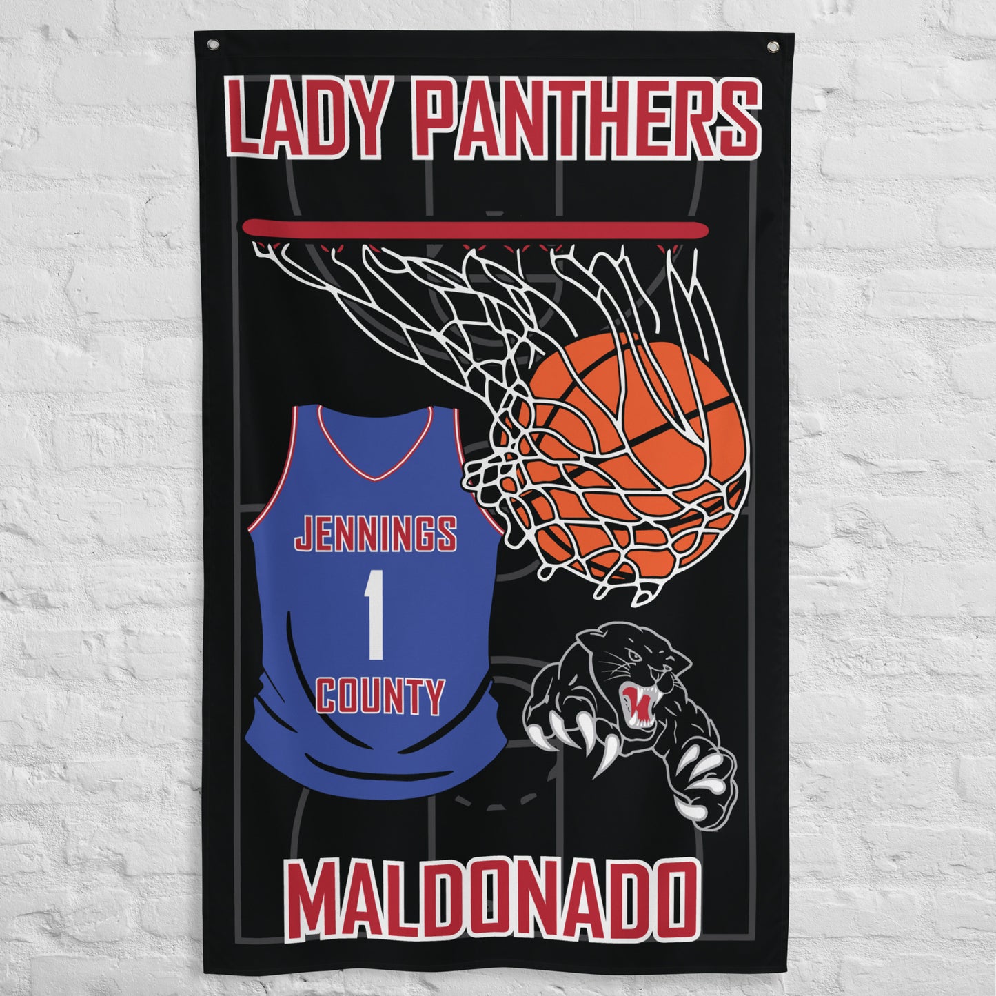 PERSONALIZED - Lady Panthers Basketball 3' x 5' Wall Flag