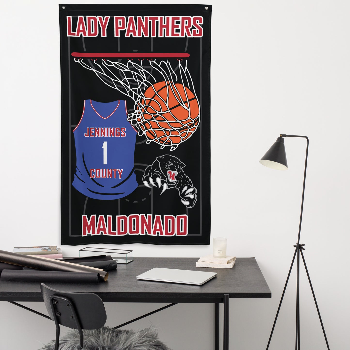 PERSONALIZED - Lady Panthers Basketball 3' x 5' Wall Flag