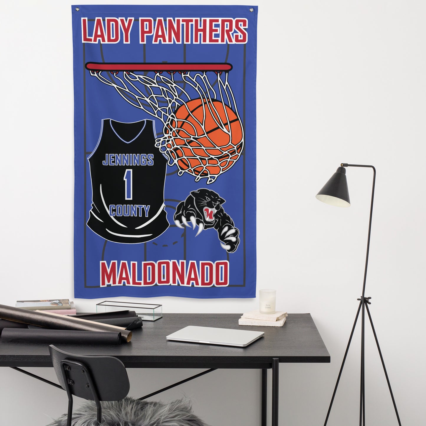 PERSONALIZED - Lady Panthers Basketball 3' x 5' Wall Flag