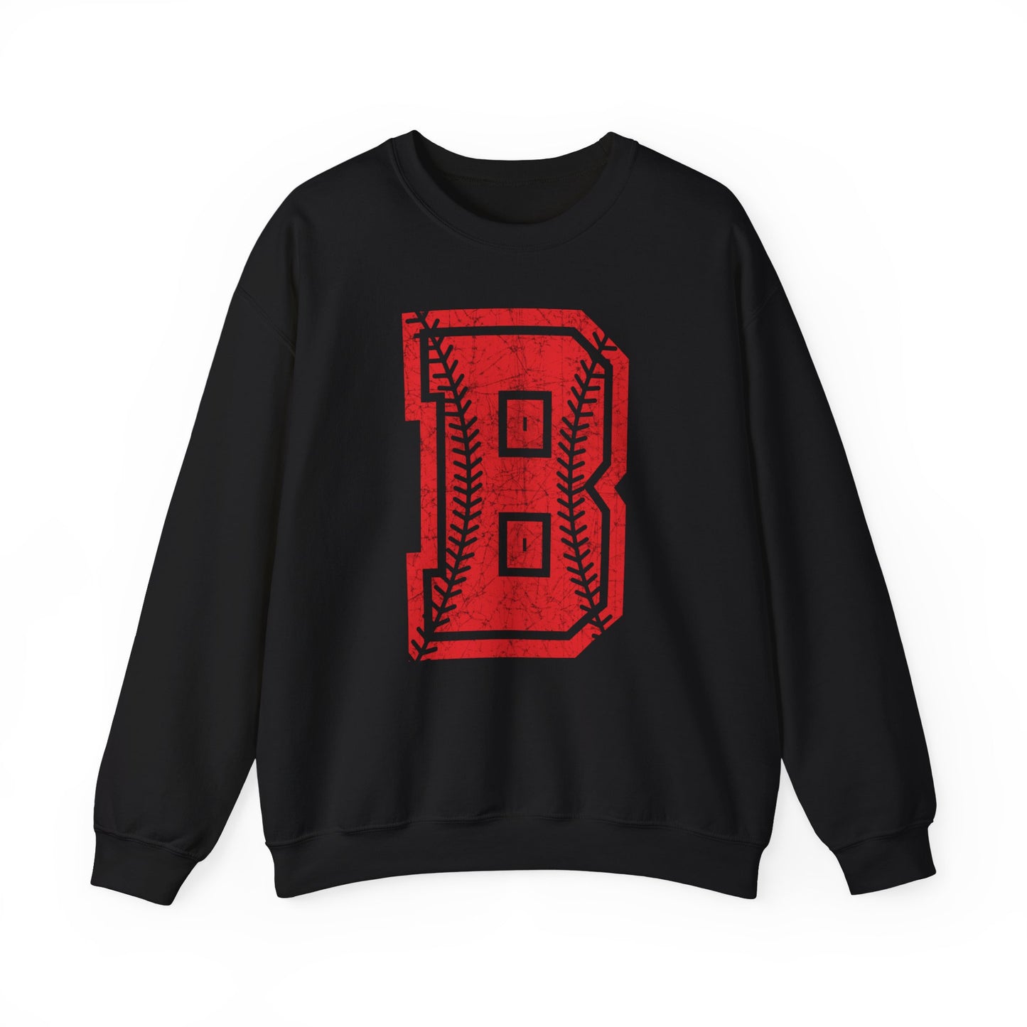 Braves Baseball Distressed B Unisex Heavy Blend™ Crewneck Sweatshirt