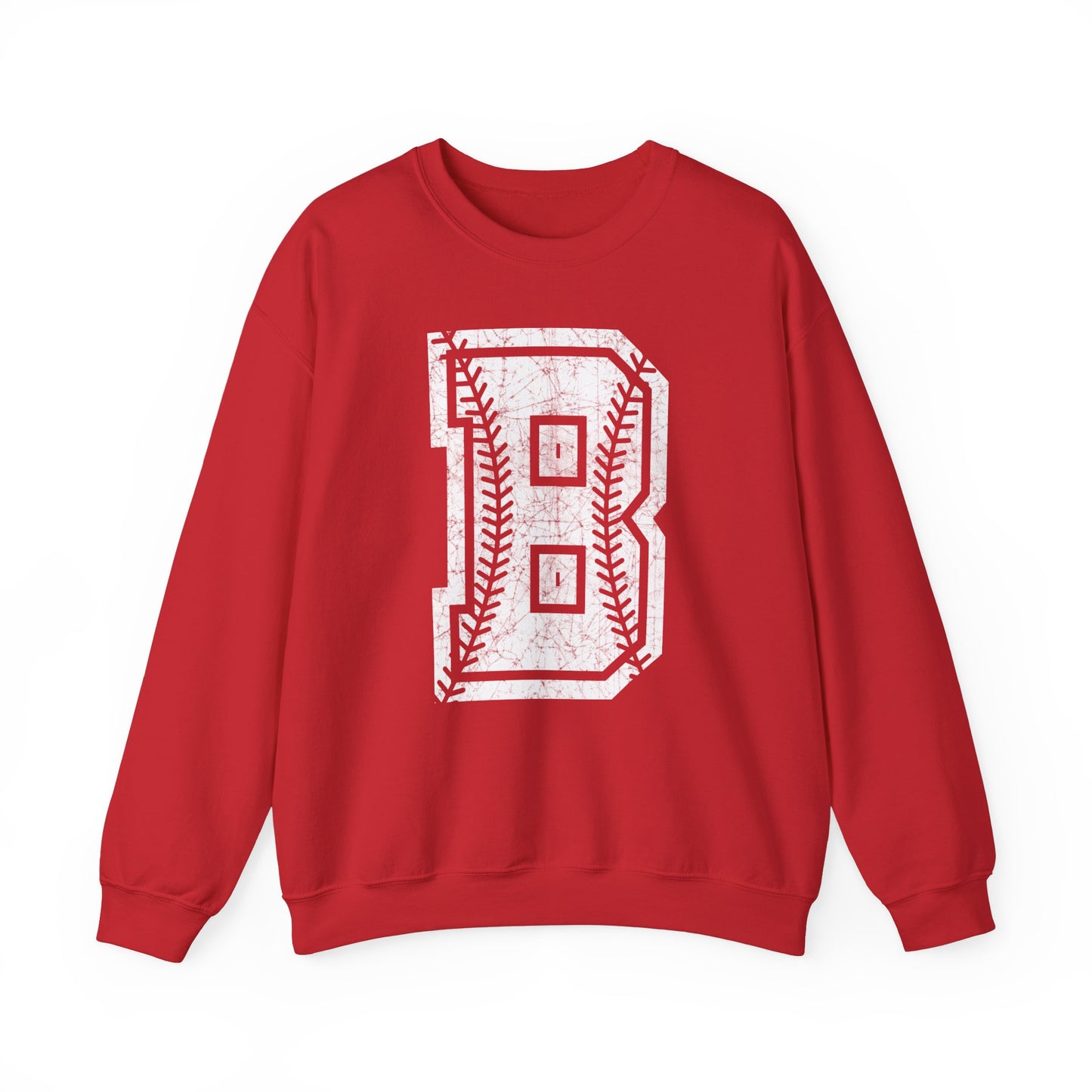 Braves Baseball Distressed B Unisex Heavy Blend™ Crewneck Sweatshirt