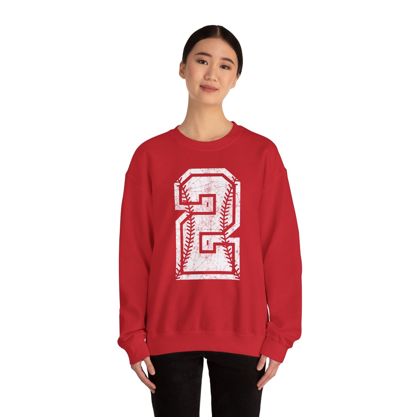 PERSONALIZED - Braves Baseball Distressed Number Unisex Heavy Blend™ Crewneck Sweatshirt