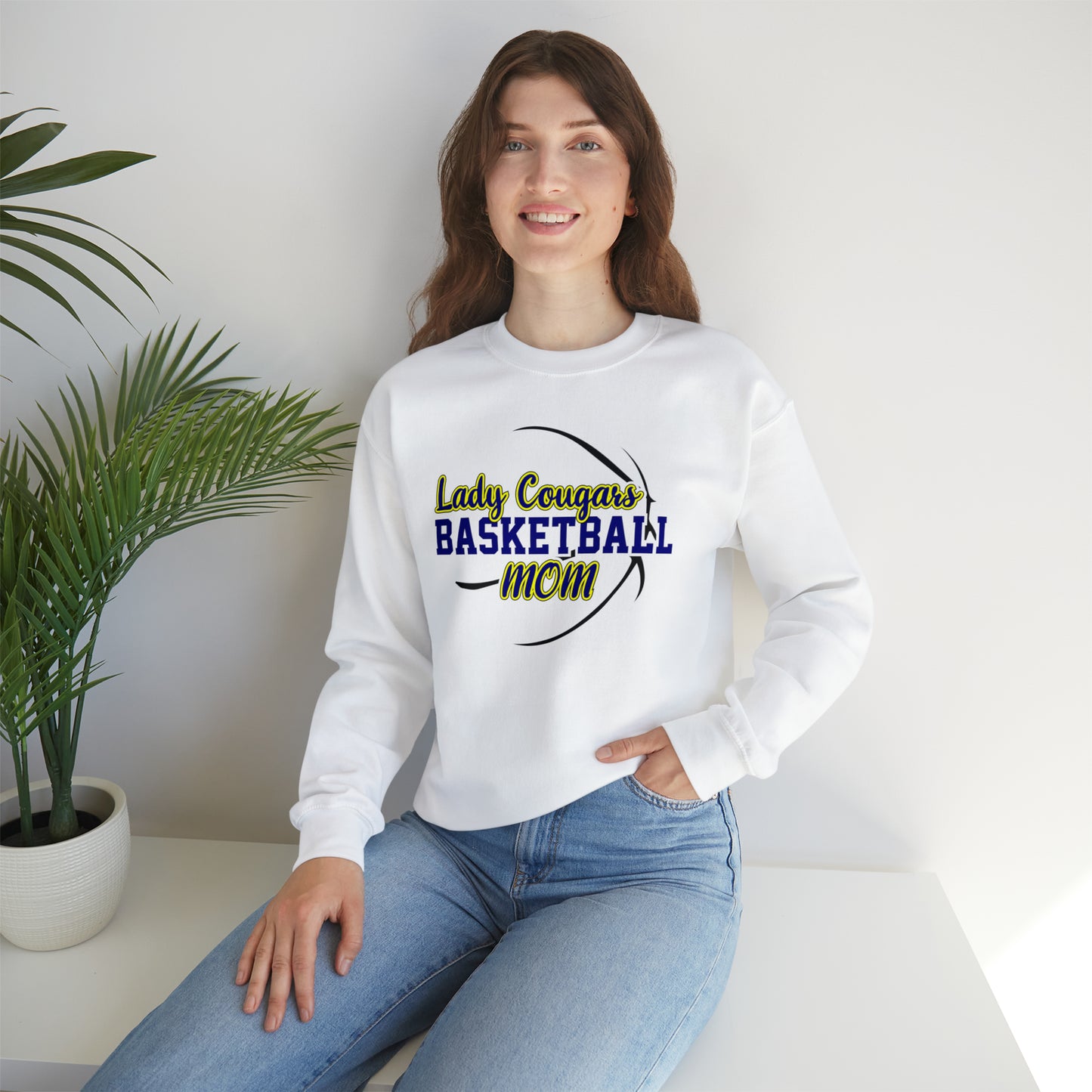 Lady Cougars Basketball Mom Unisex Heavy Blend™ Crewneck Sweatshirt