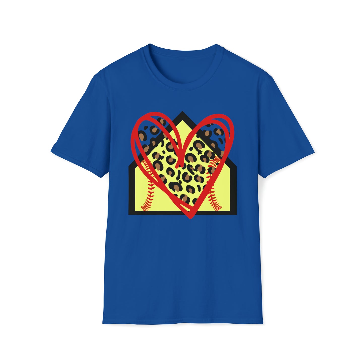 Softball Leopard Heart Softstyle T-Shirt