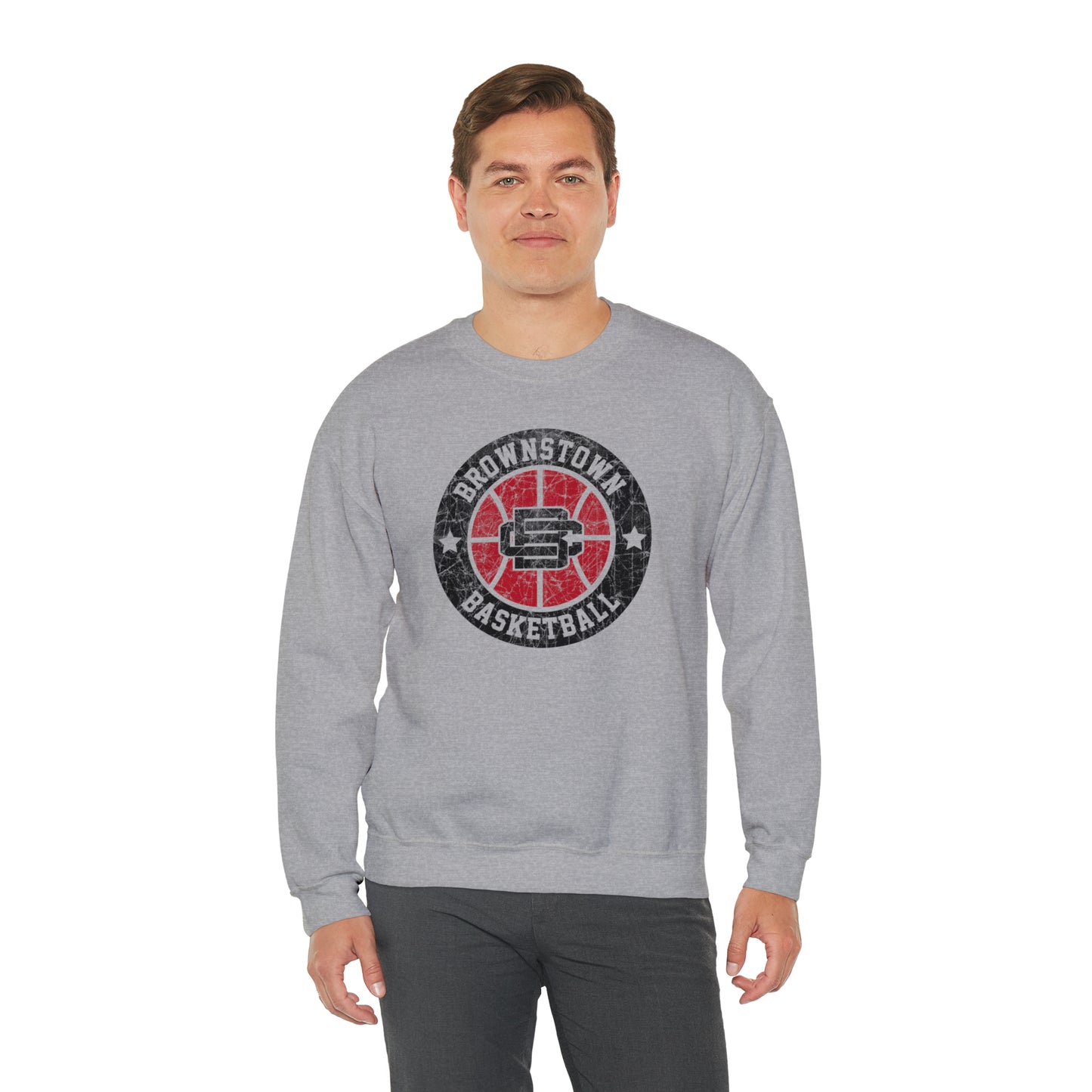 Vintage Brownstown Basketball Unisex Heavy Blend™ Crewneck Sweatshirt