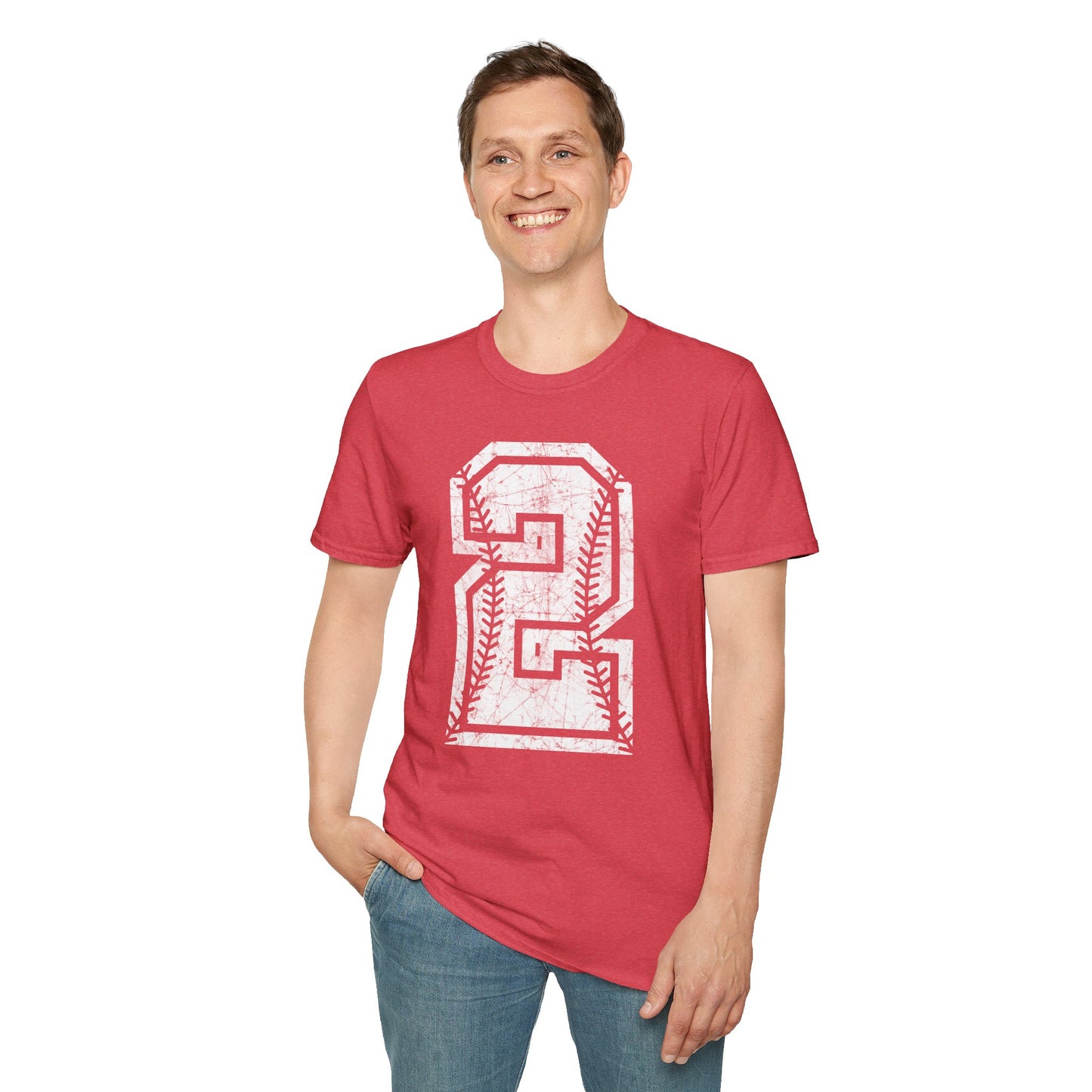 PERSONALIZED - Braves Baseball Distressed Number Unisex Softstyle T-Shirt