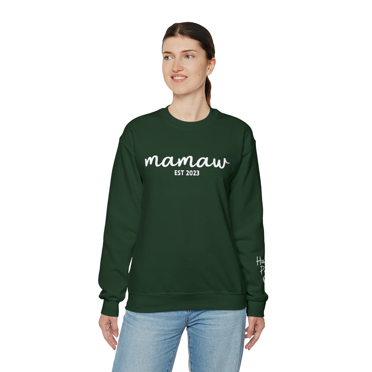 PERSONALIZED - Front and Sleeve Mamaw/Mimi/Mama Crewneck Sweatshirt