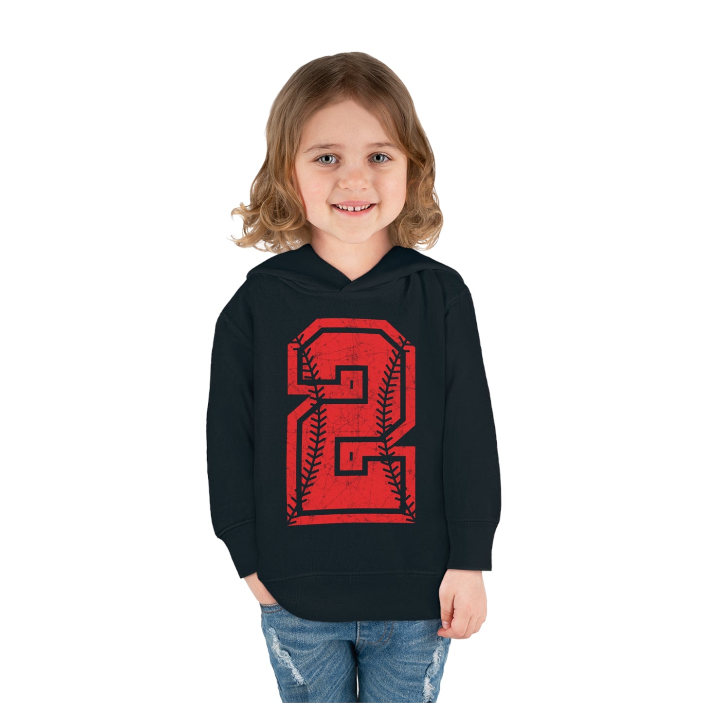 PERSONALIZED - Braves Baseball Number Toddler Pullover Fleece Hoodie