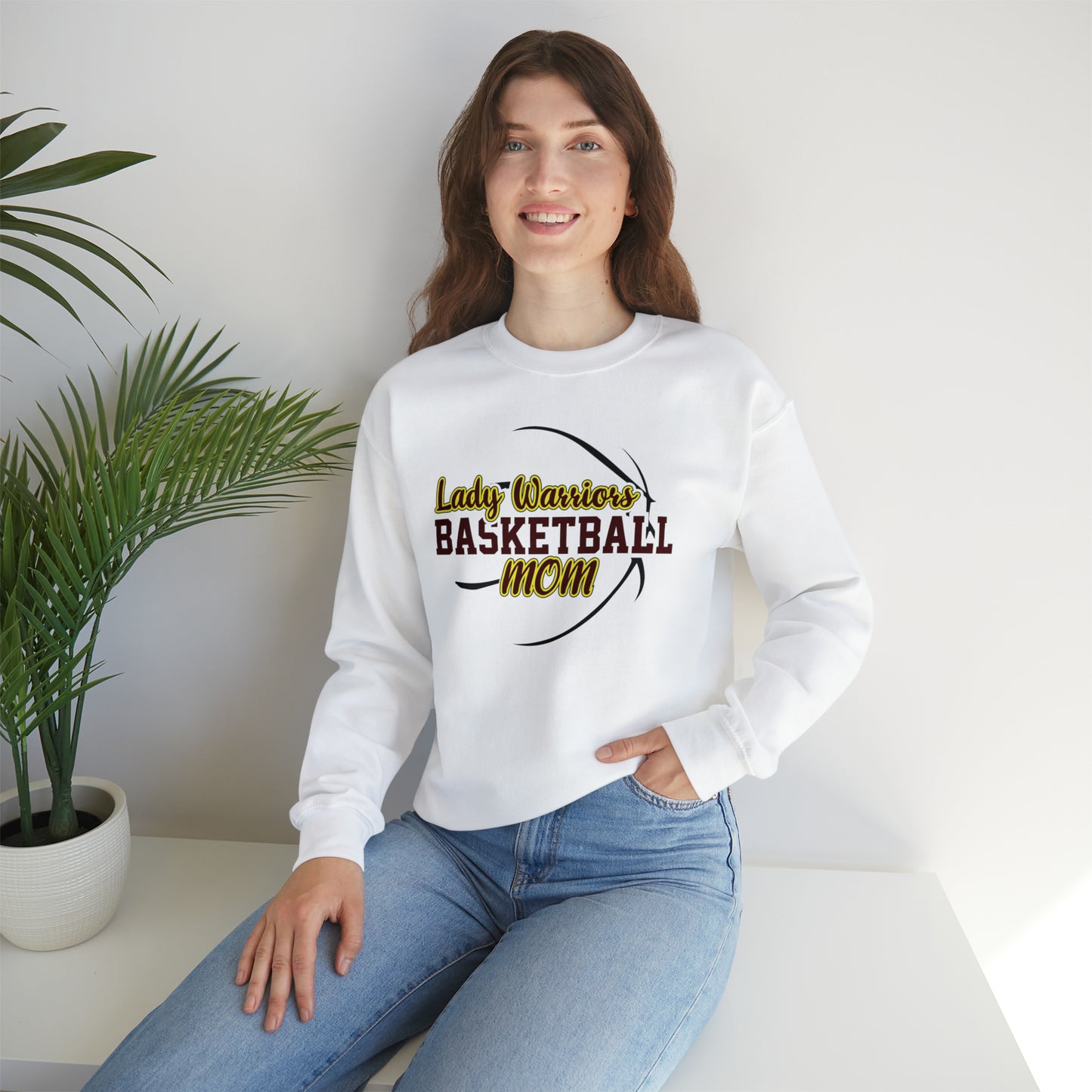 Lady Warriors Basketball Mom Unisex Heavy Blend™ Crewneck Sweatshirt