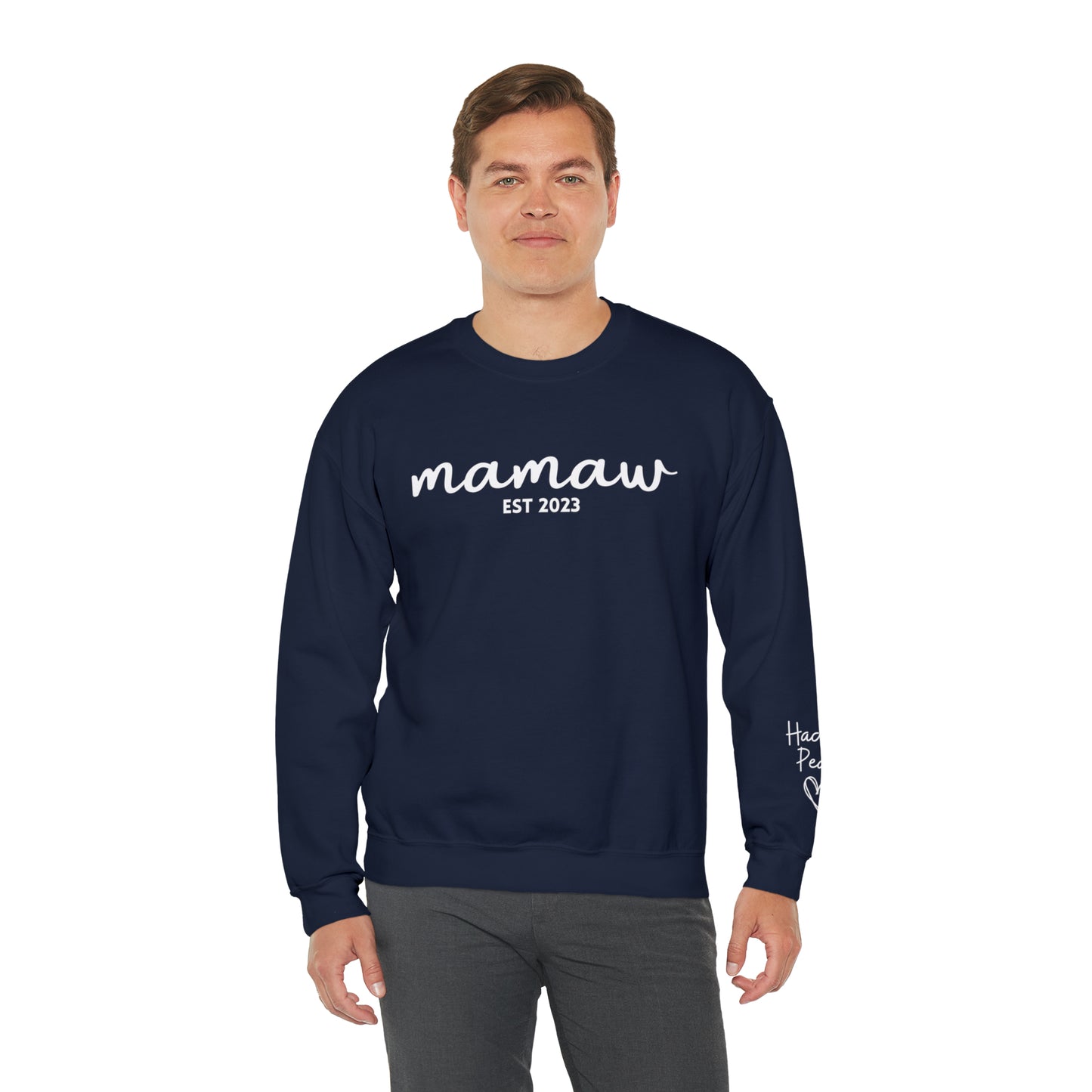 PERSONALIZED - Front and Sleeve Mamaw/Mimi/Mama Crewneck Sweatshirt