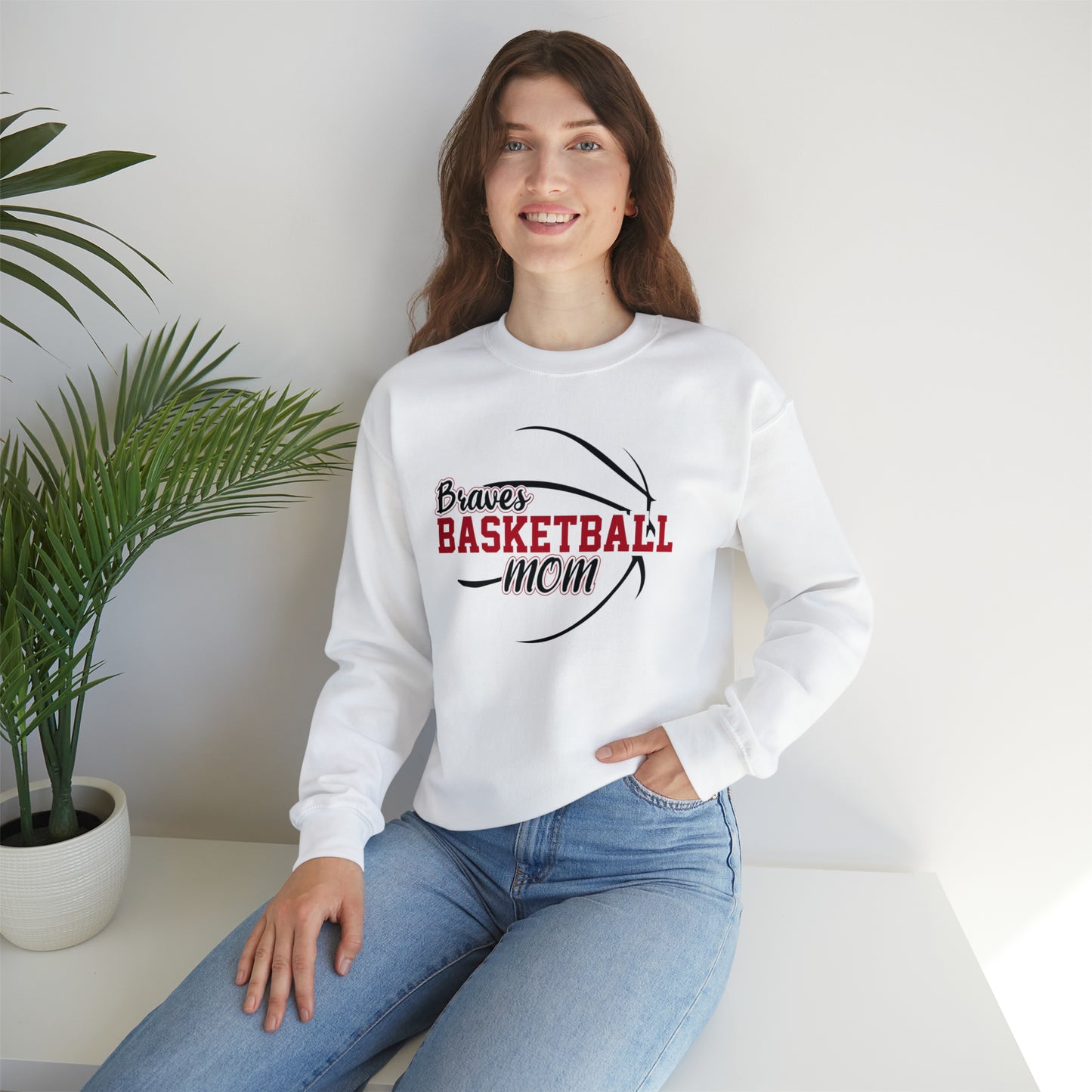 Braves Basketball Mom Unisex Heavy Blend™ Crewneck Sweatshirt