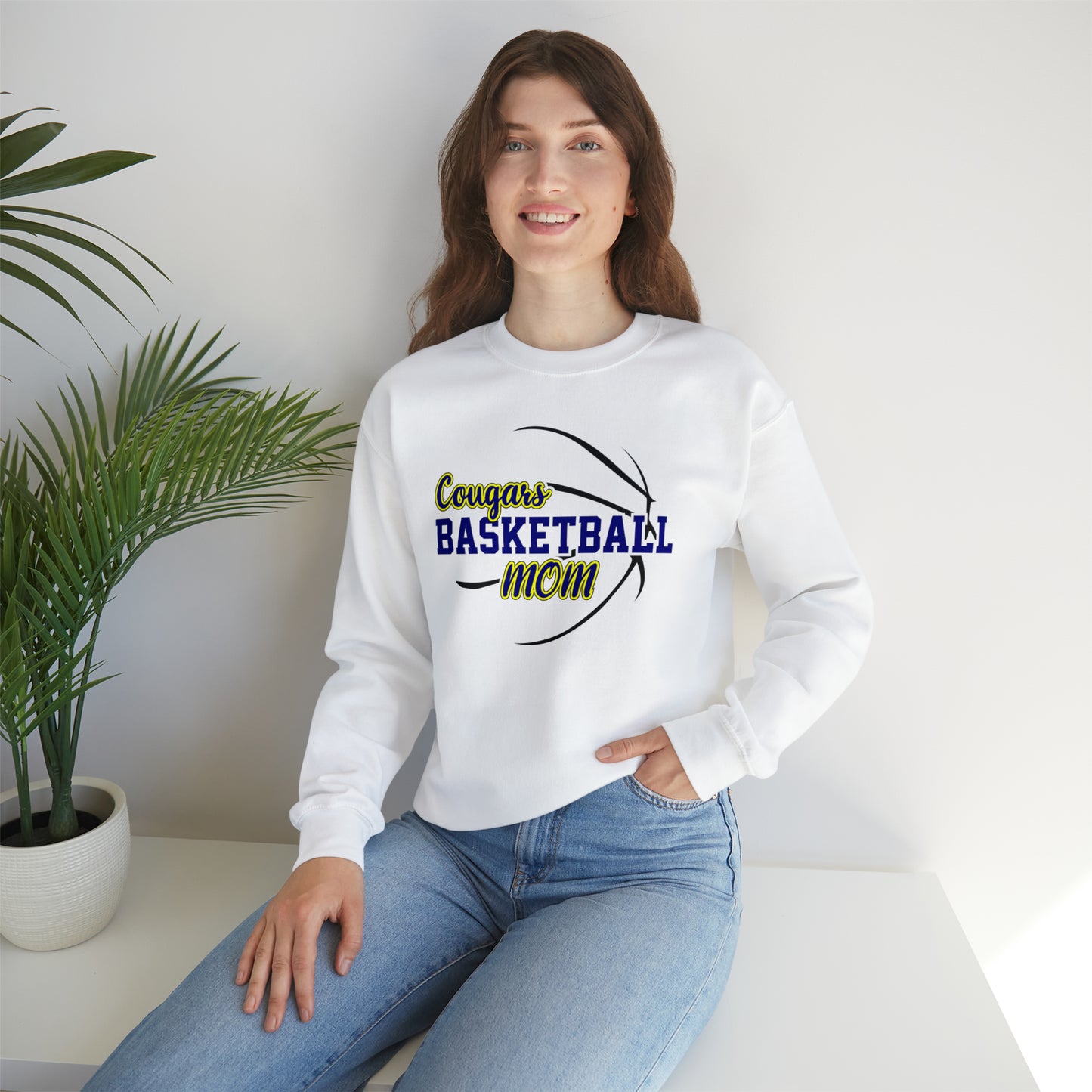 Cougars Basketball Mom Unisex Heavy Blend™ Crewneck Sweatshirt