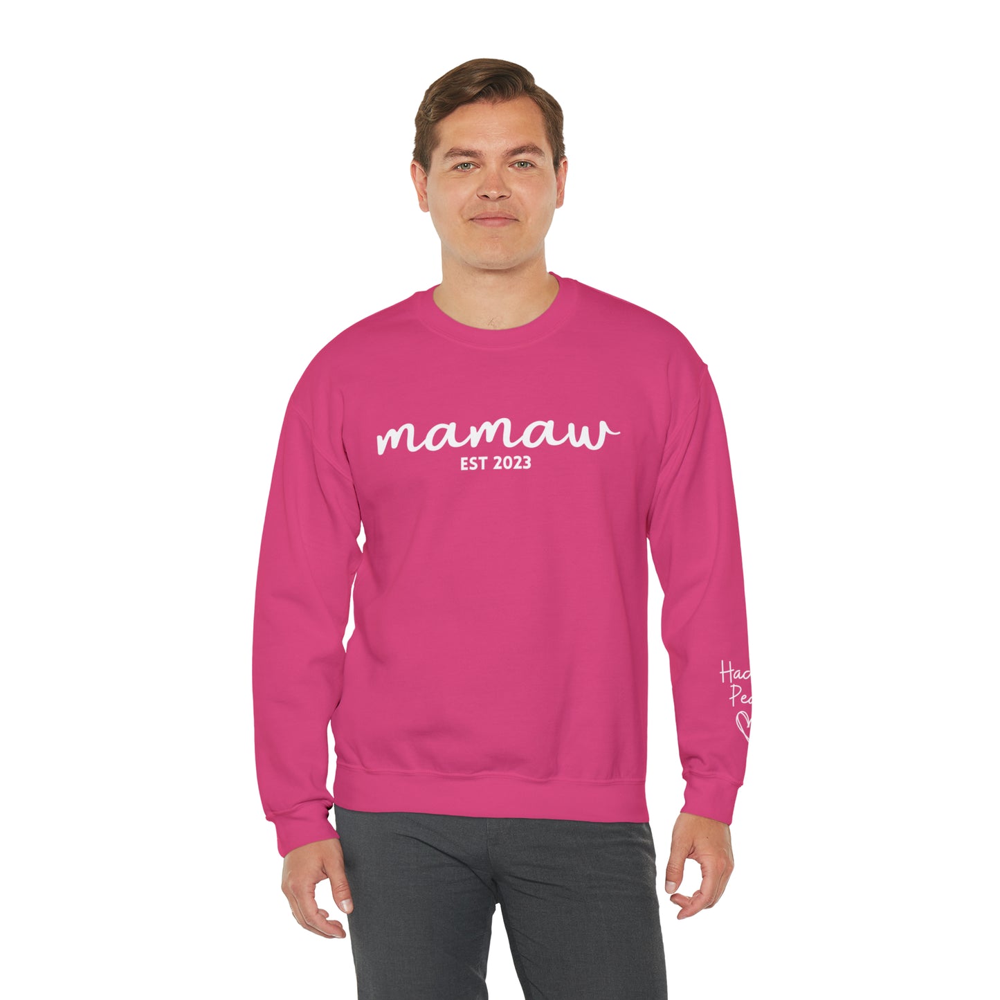 PERSONALIZED - Front and Sleeve Mamaw/Mimi/Mama Crewneck Sweatshirt