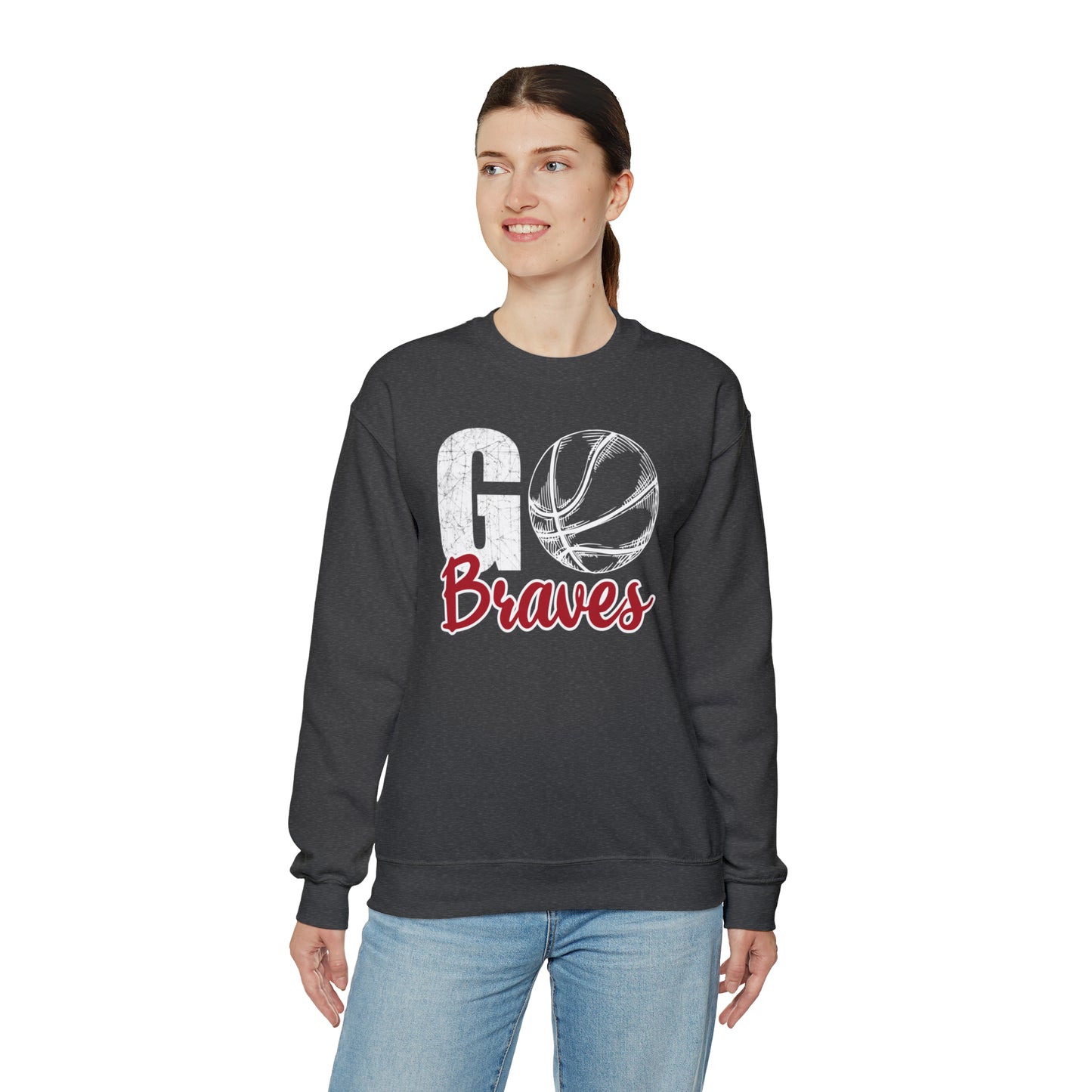 Go Braves Basketball Unisex Heavy Blend™ Crewneck Sweatshirt