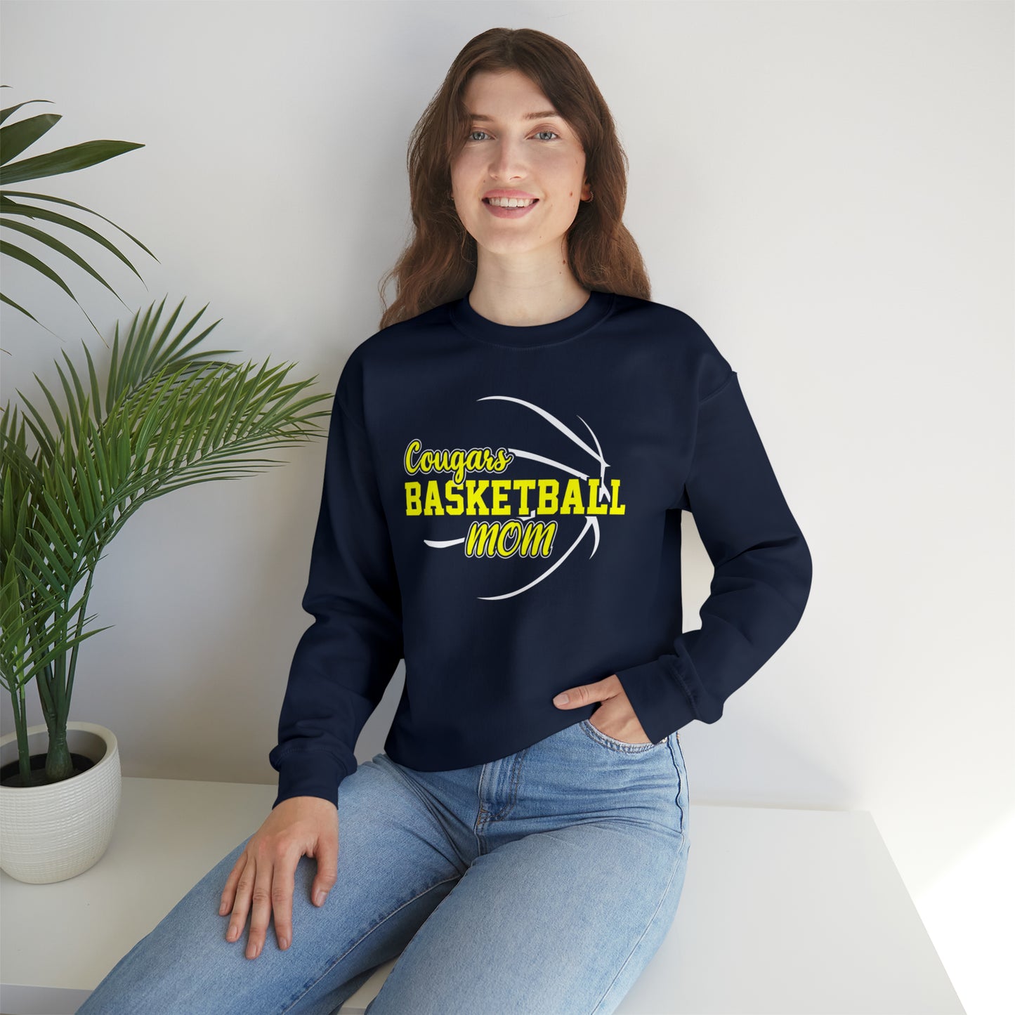 Cougars Basketball Mom Unisex Heavy Blend™ Crewneck Sweatshirt