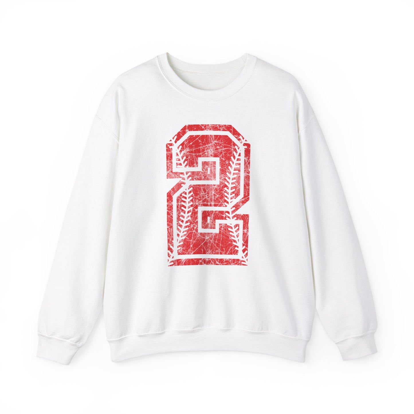 PERSONALIZED - Braves Baseball Distressed Number Unisex Heavy Blend™ Crewneck Sweatshirt