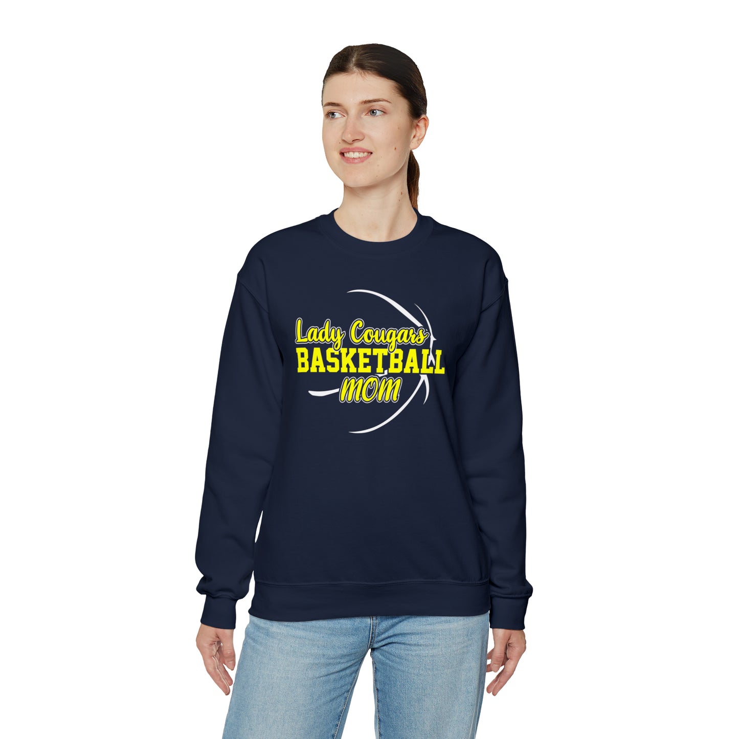 Lady Cougars Basketball Mom Unisex Heavy Blend™ Crewneck Sweatshirt