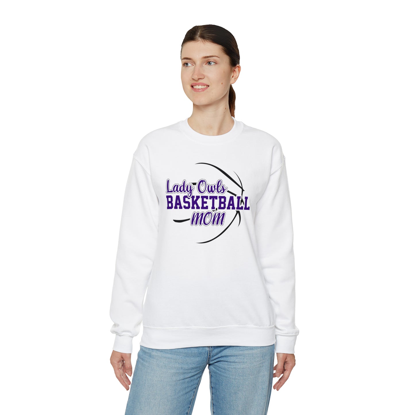 Lady Owls Basketball Mom Unisex Heavy Blend™ Crewneck Sweatshirt