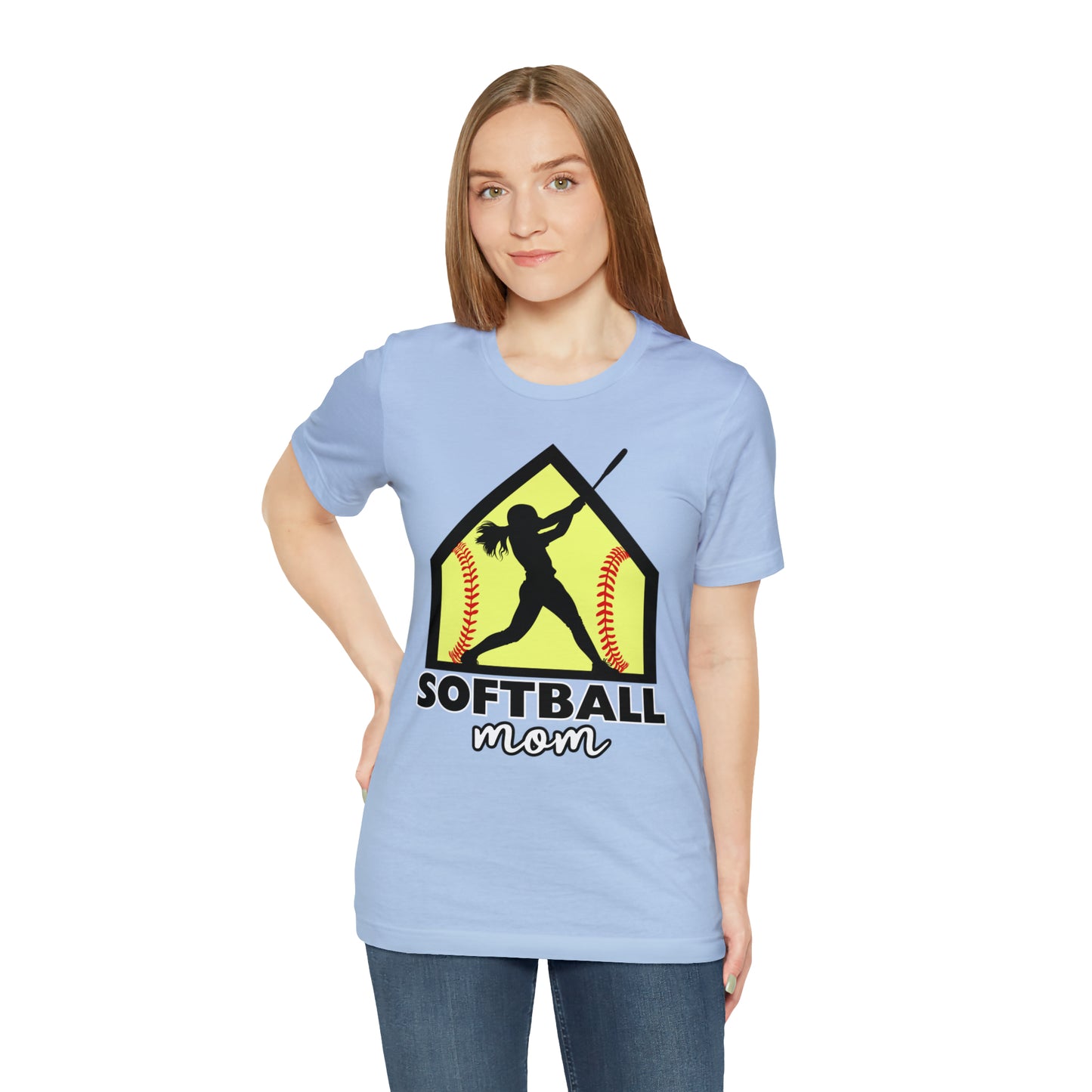 Softball Mom with base Short Sleeve Tee