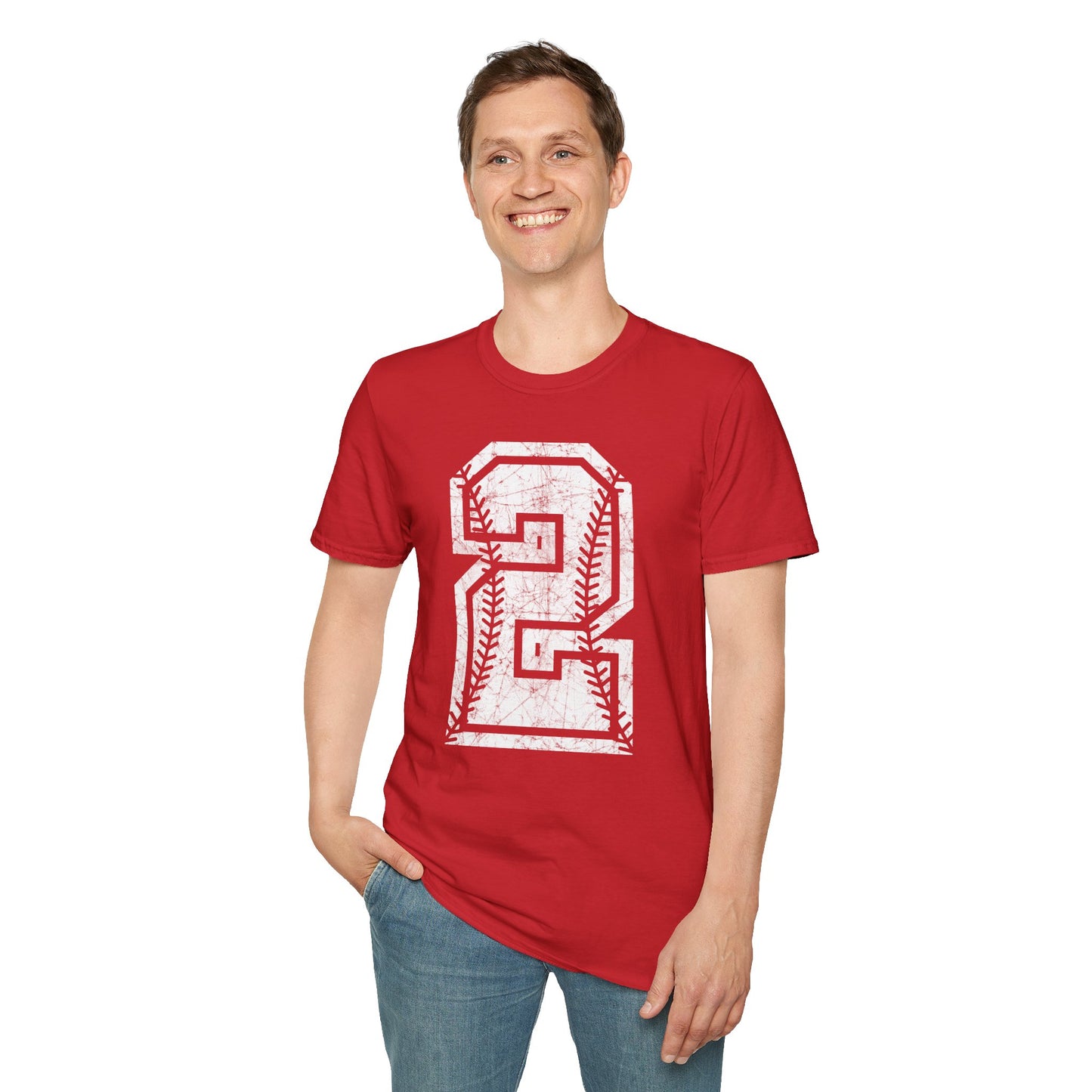 PERSONALIZED - Braves Baseball Distressed Number Unisex Softstyle T-Shirt