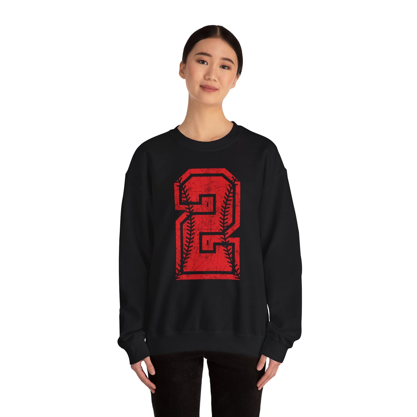 PERSONALIZED - Braves Baseball Distressed Number Unisex Heavy Blend™ Crewneck Sweatshirt