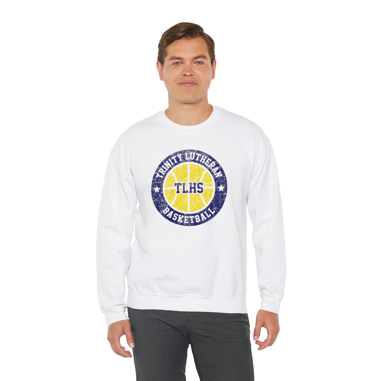 Vintage Trinity Lutheran Basketball Unisex Heavy Blend™ Crewneck Sweatshirt