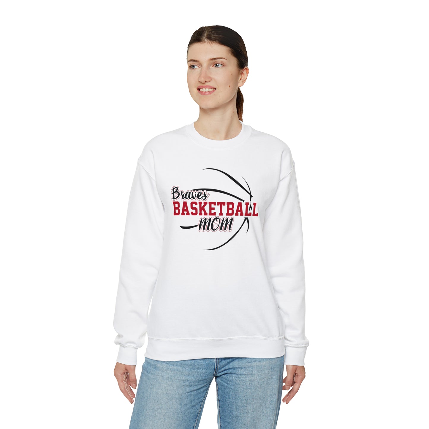 PERSONALIZED - Braves Basketball Mom Unisex Heavy Blend™ Crewneck Sweatshirt