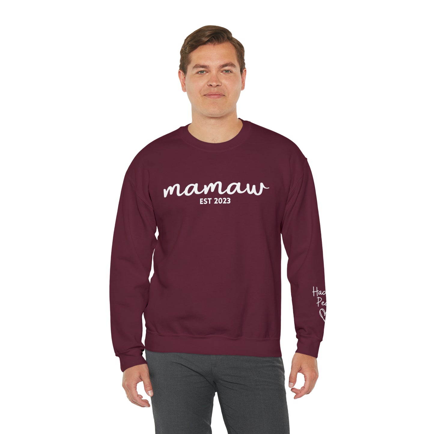 PERSONALIZED - Front and Sleeve Mamaw/Mimi/Mama Crewneck Sweatshirt