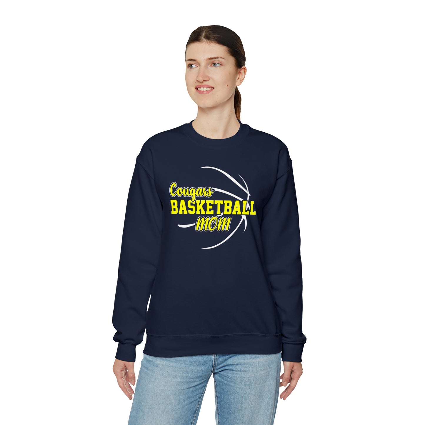 Cougars Basketball Mom Unisex Heavy Blend™ Crewneck Sweatshirt