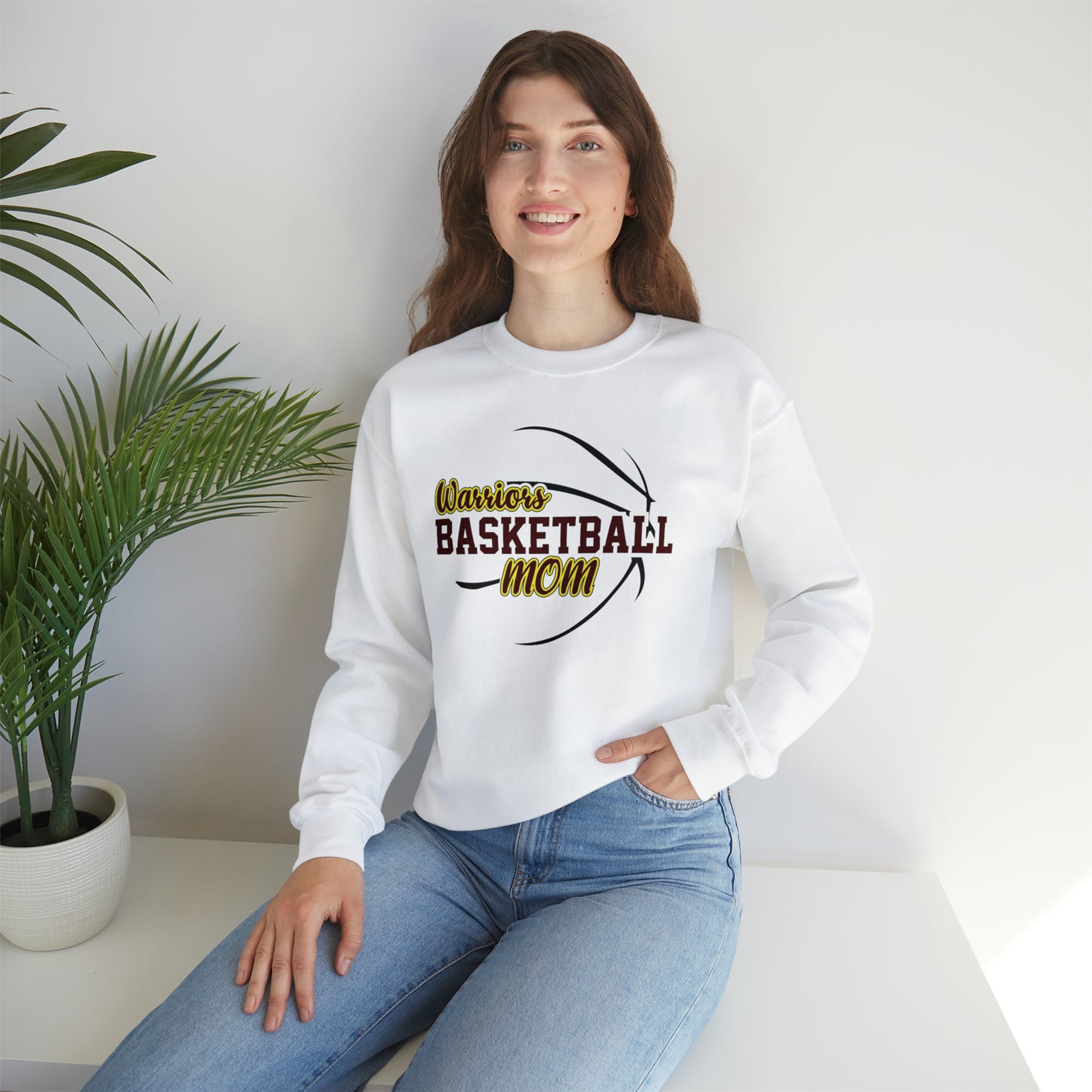 Warriors Basketball Mom Unisex Heavy Blend™ Crewneck Sweatshirt