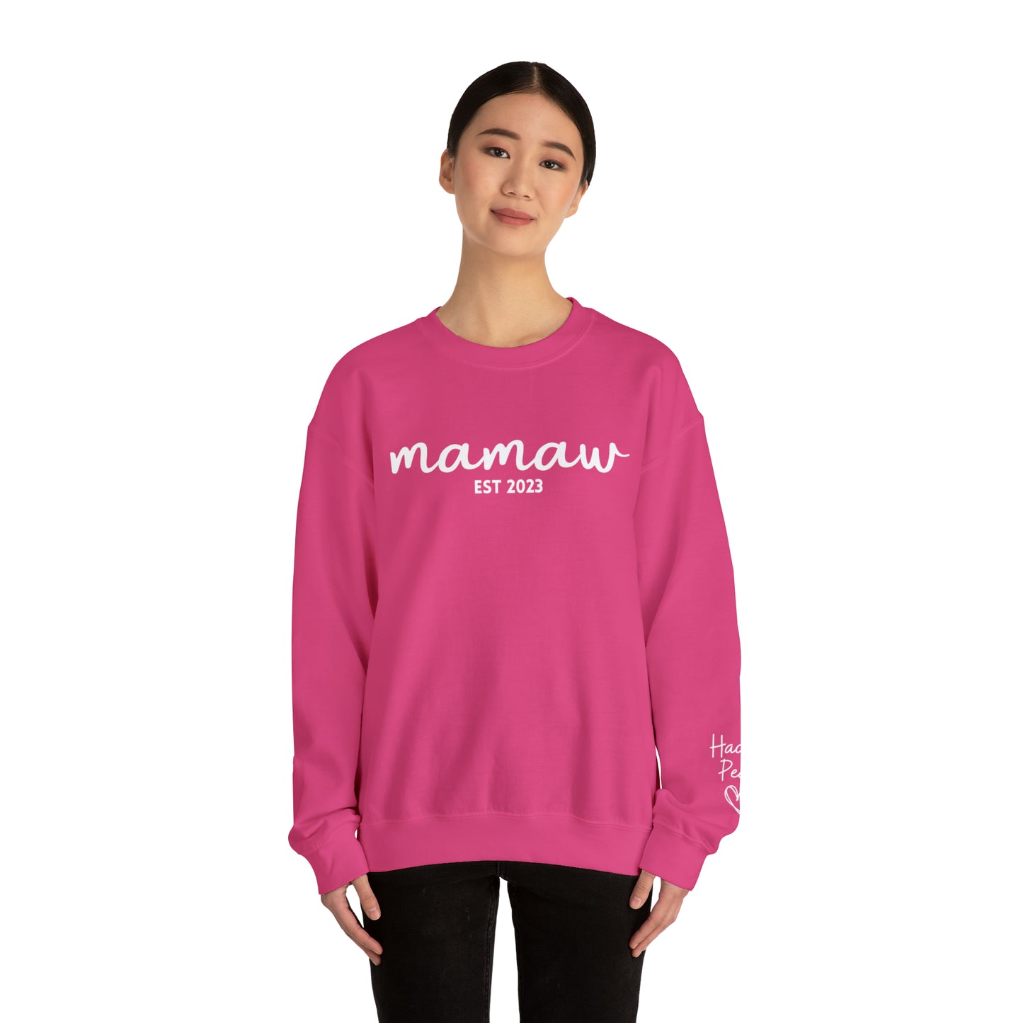PERSONALIZED - Front and Sleeve Mamaw/Mimi/Mama Crewneck Sweatshirt