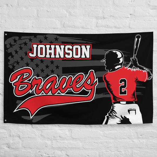 PERSONALIZED - Braves Baseball 5' x 3' Wall Flag